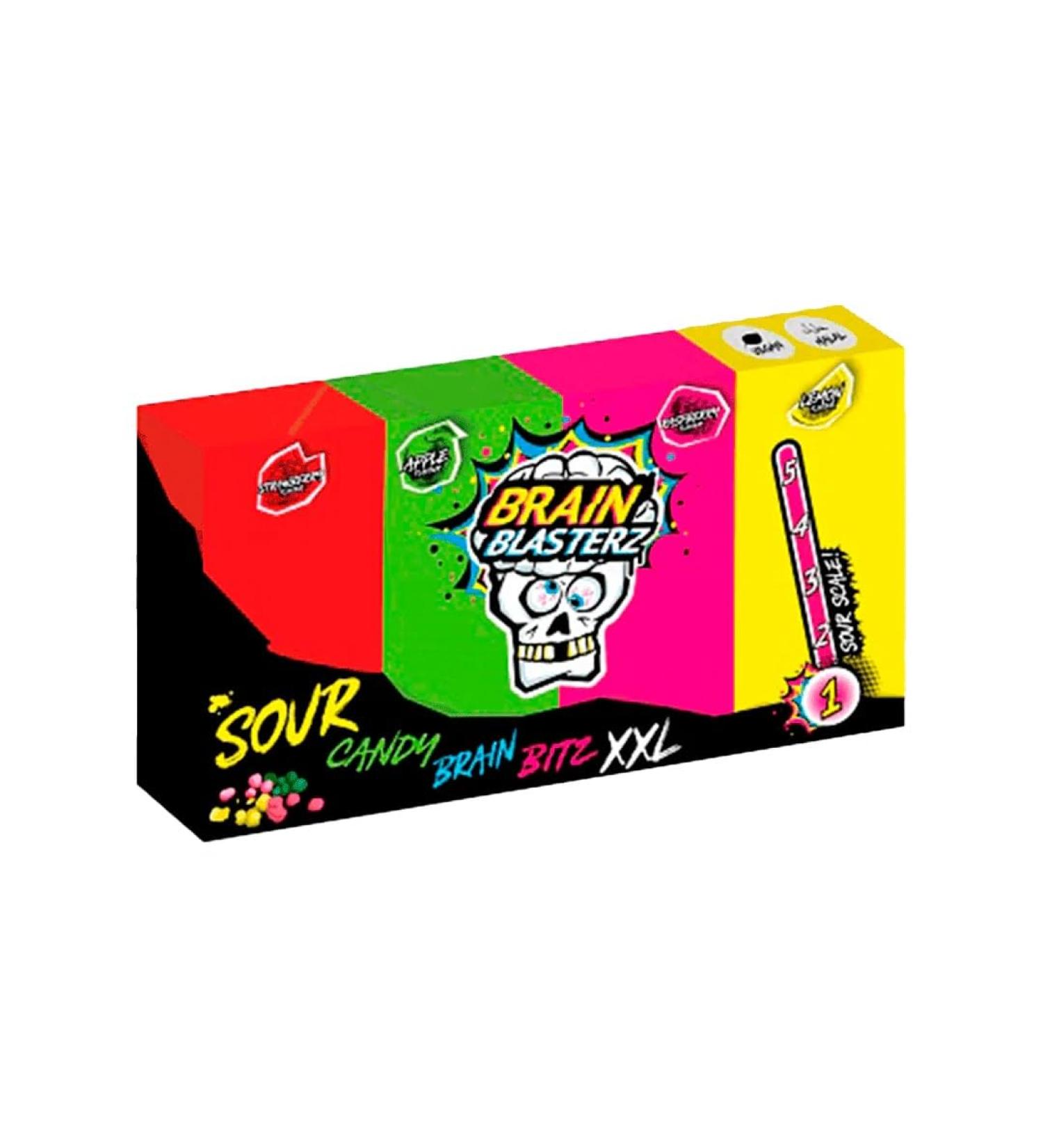 Brain Blasterz Brain Bitz XXL - 144gr de Bonbons Ultra acidul - Fraise Framboise Pomme Citron - 007
