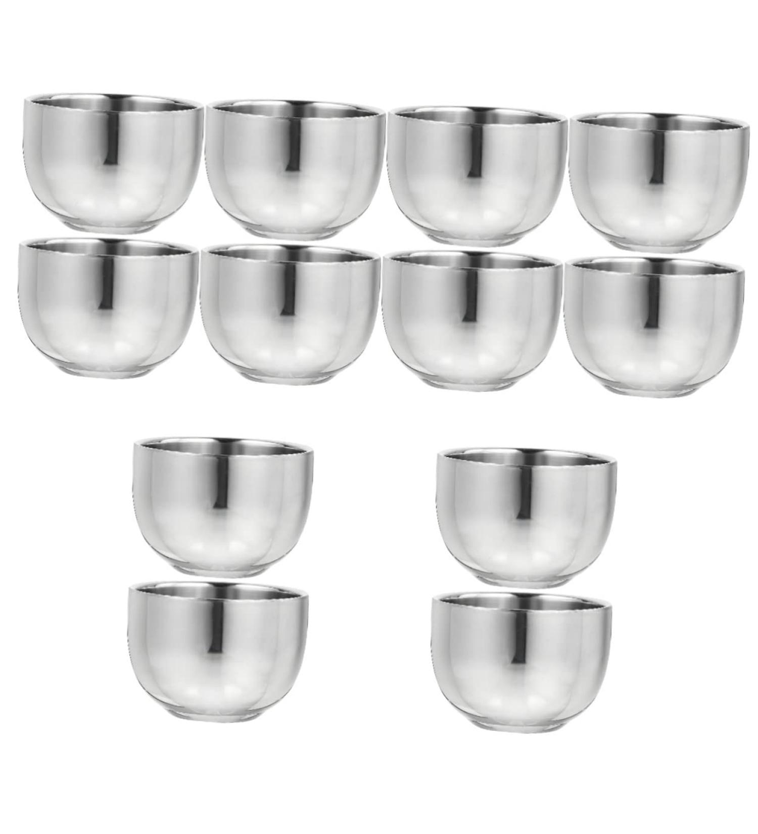 Minkissy 12pcs Stainless Steel Shaving Foam Shells | Rustproof Double Layer Shaving Cups 7.4x7.4cm | Metal Soap Shave Storage for Efficient Grooming - Buy Online on GoSupps.com