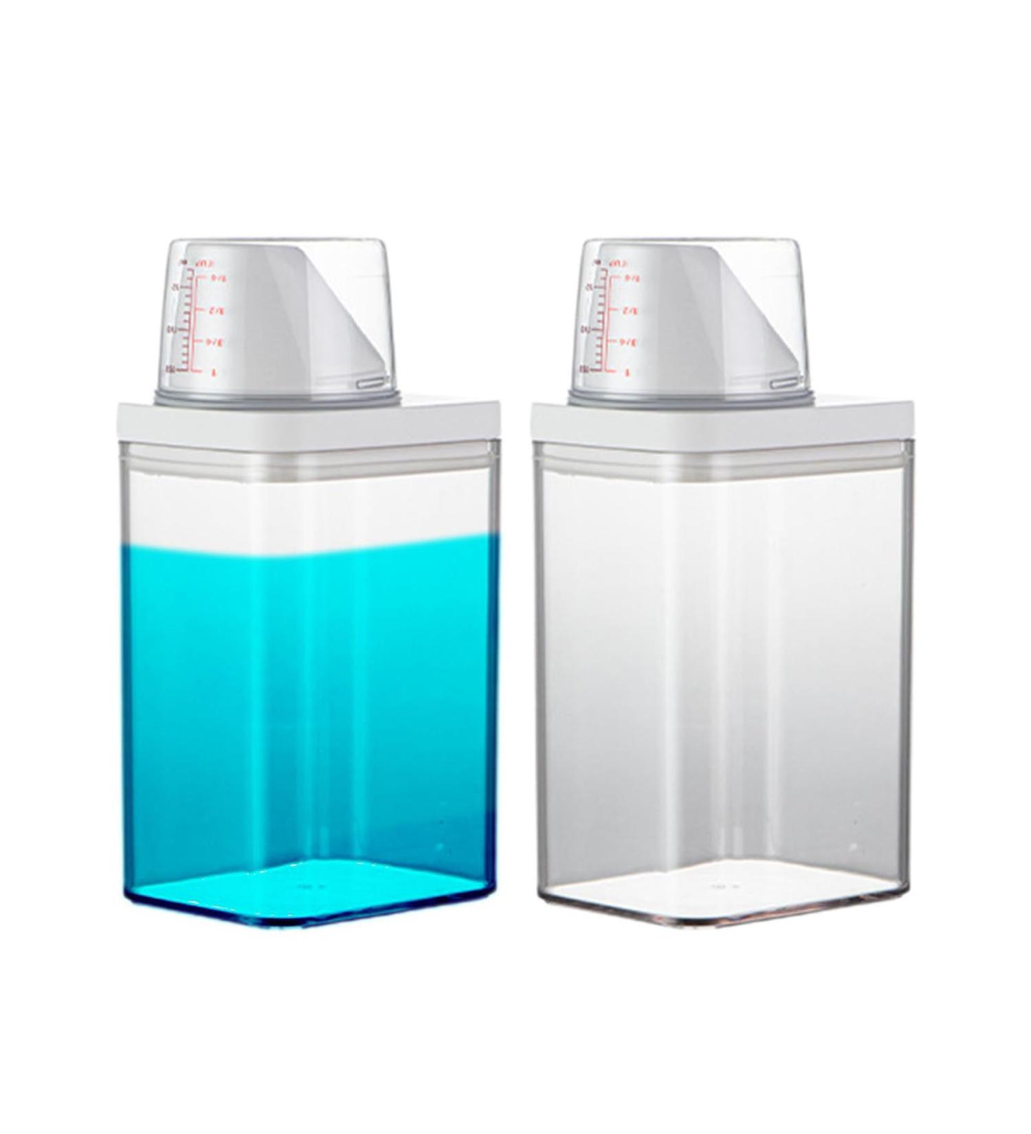 HOUSN Airtight detergent dispenser with measuring cup 2 pieces liquid and powder detergent dispenser container for washing powder fabric softener donor transparent washing powder storage box Clear - Buy Online on GoSupps.com