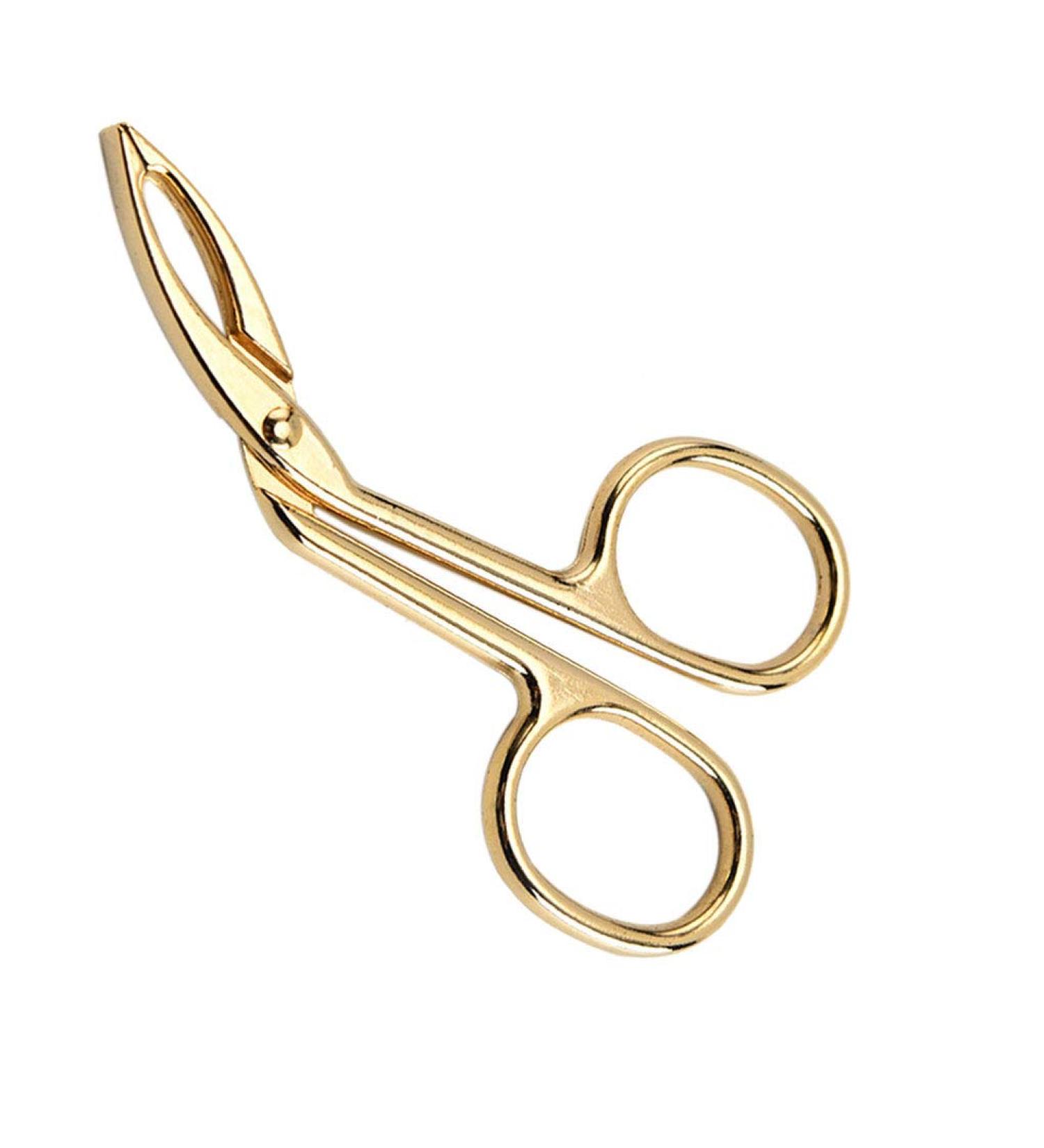 Fengyuanhong Curved Pointed Stainless Steel Eyebrow Clip - Anti-Slip Beauty Tool | Golden 4.5x8cm - Buy Online on GoSupps.com