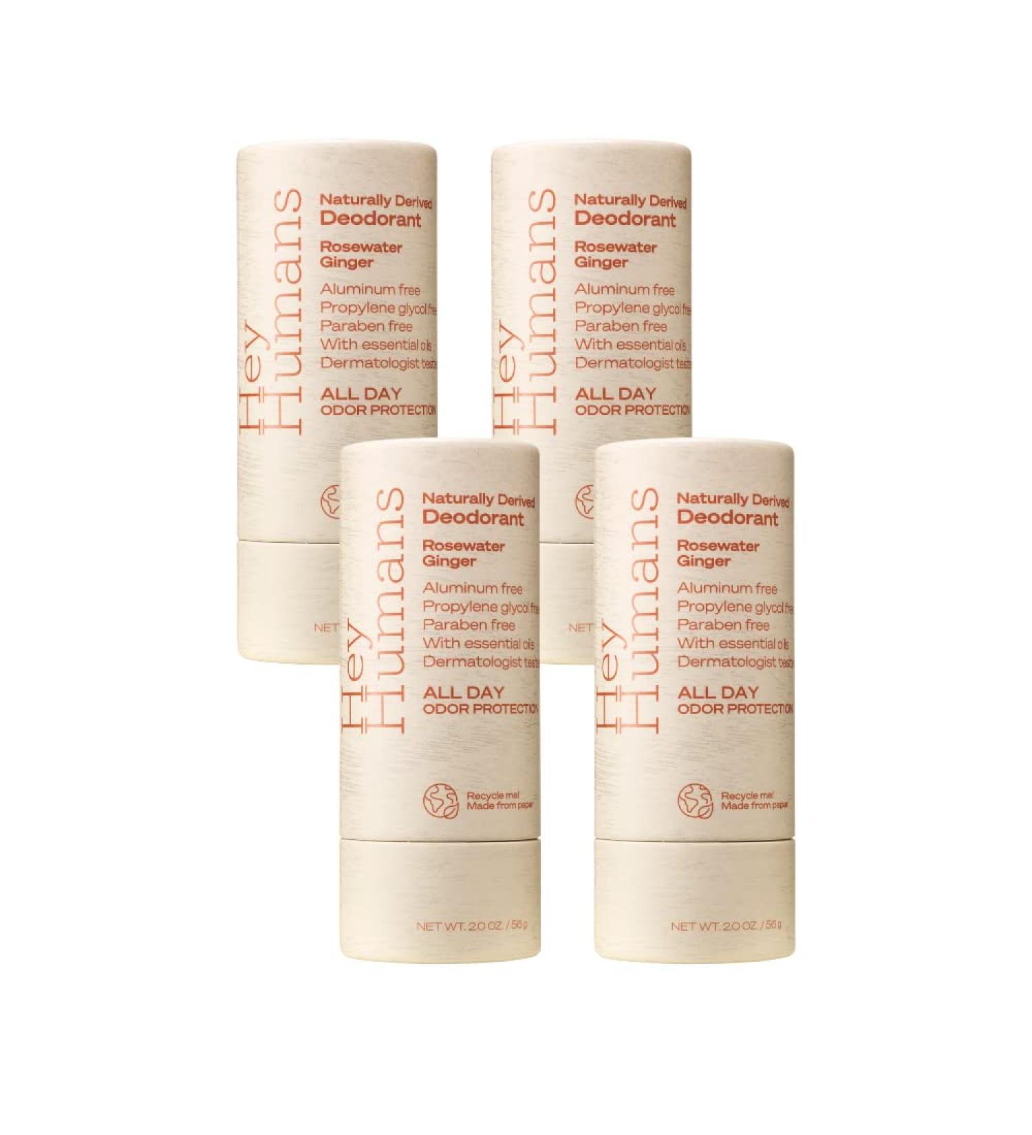 Hey Humans Natural Deodorant Rosewater Ginger - 2oz (Pack of 4) - Buy Online on GoSupps.com