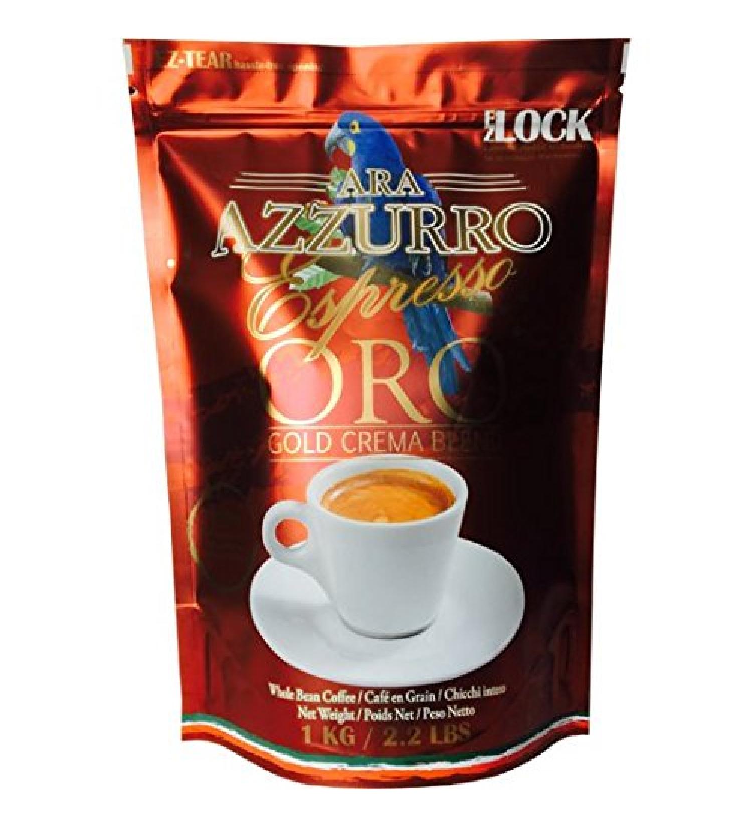 Ara Azzurro 1kg Red ORO Espresso Whole Beans. Premium Blended Beans Freshly Roasted For Ultimate Satisfaction.
