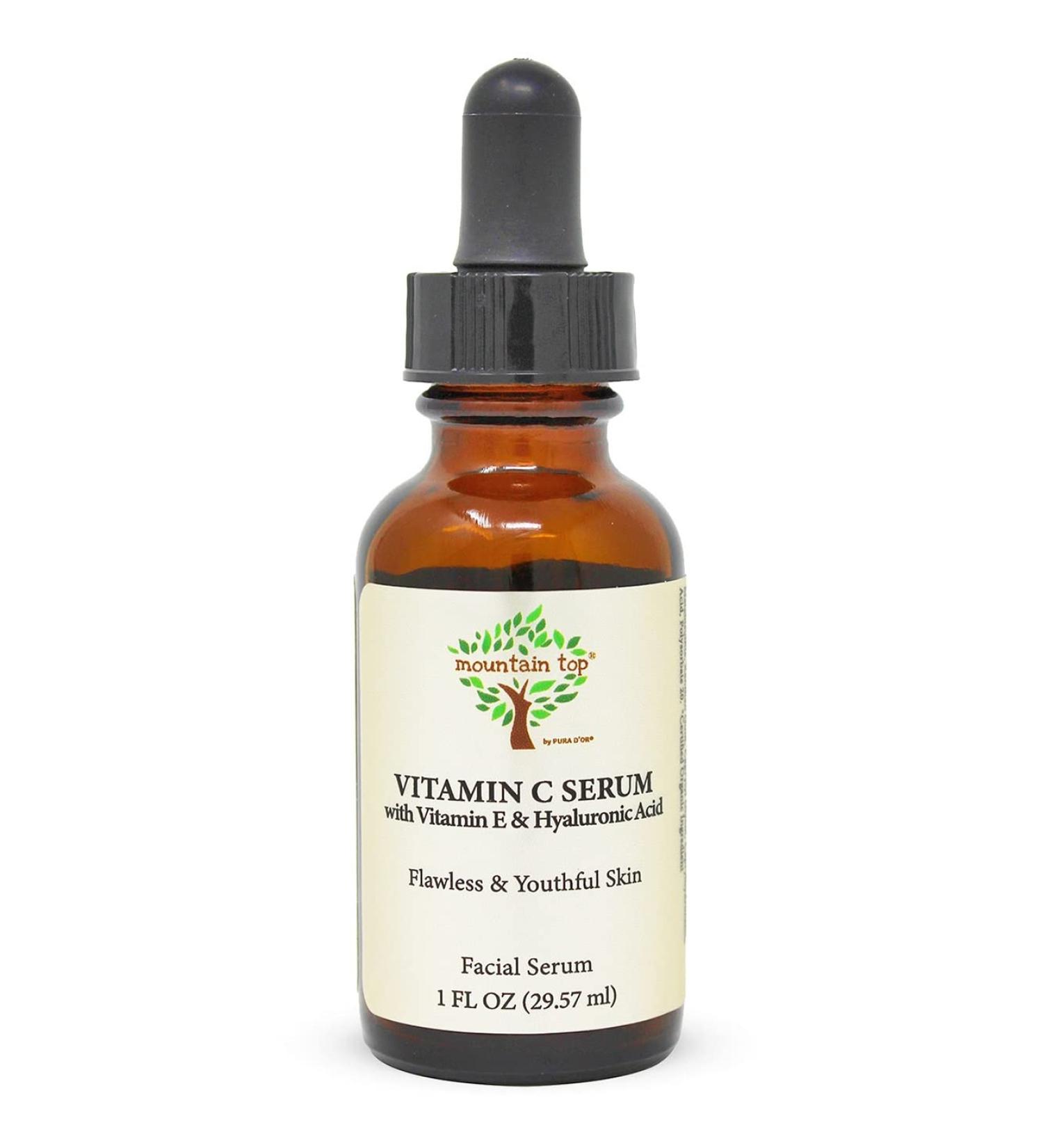 MOUNTAIN TOP 20% Vitamin C Serum with Hyaluronic Acid, Witch Hazel, Vitamin E and Argan Oil for Reduces Appearance of Dark Spots, Acne, Wrinkles for Men & Women