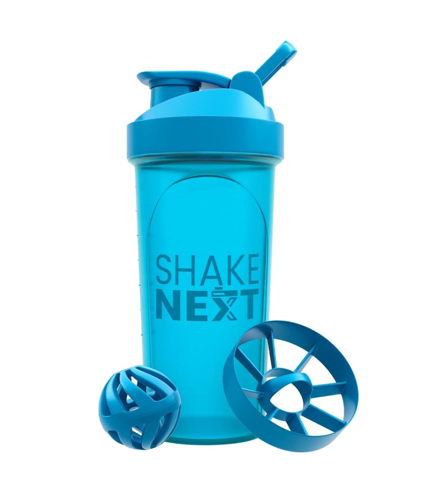 Shakenext 700ml Protein Shaker Bottle with Mixing Ball & Sieve | Leak-Proof Lid | Dishwasher Safe | Perfect for Fitness & Protein Shakes - Blue - Buy Online on GoSupps.com