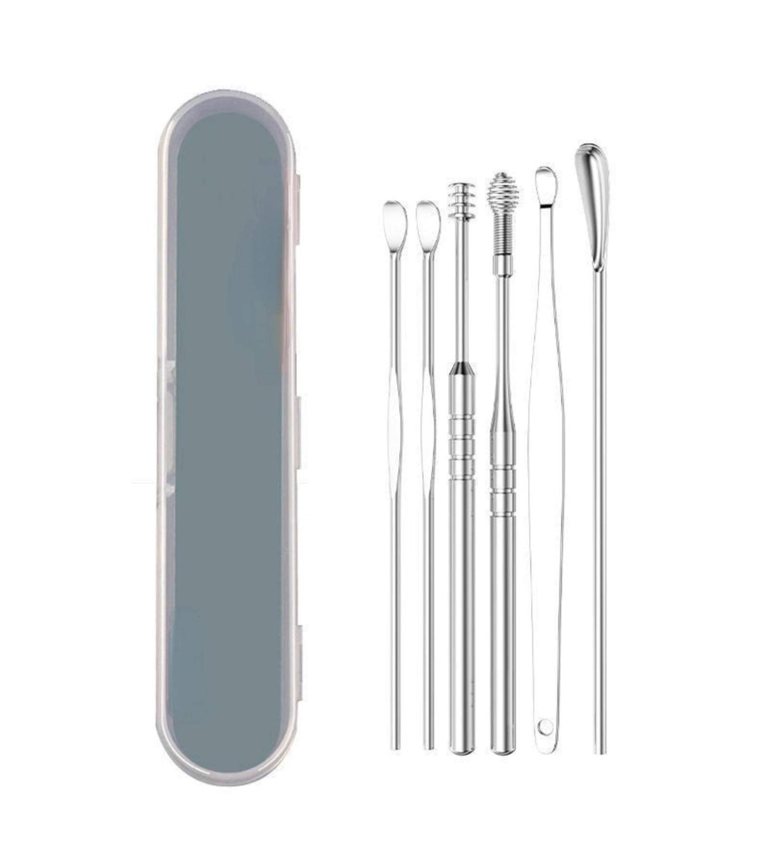 Ear Scoop 6-Piece Set of Ear Picking Tools Adult Ear Pick Ear Scoop Stainless Steel Portable Keychain Ear Scoop - Buy Online on GoSupps.com
