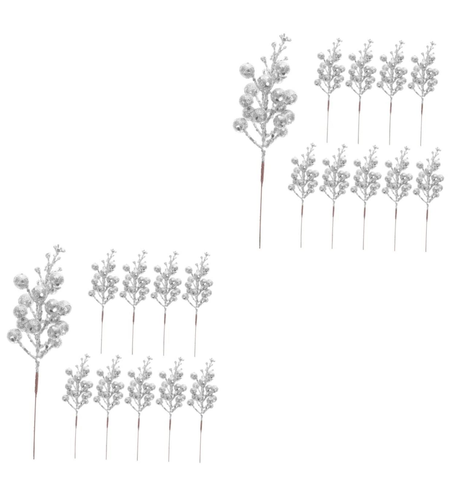 Christmas Decorations 20 Pcs Christmas Imitation Berries Christmas Winter Berries Bunch Xmas Glitter Berry Stems Christmas Tree Artificial Berry Christmas Decor Pine Garl Silverx2pcs 19X5X5CMx2pcs - Buy Online on GoSupps.com