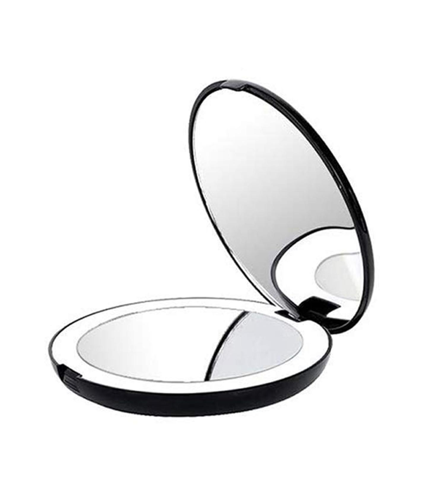 Joselin Portable Folding Mirror with LED Light Makeup Mirror 10X Magnifying Glass 12 Lamp Bead Mini Mirror Black - Buy Online on GoSupps.com