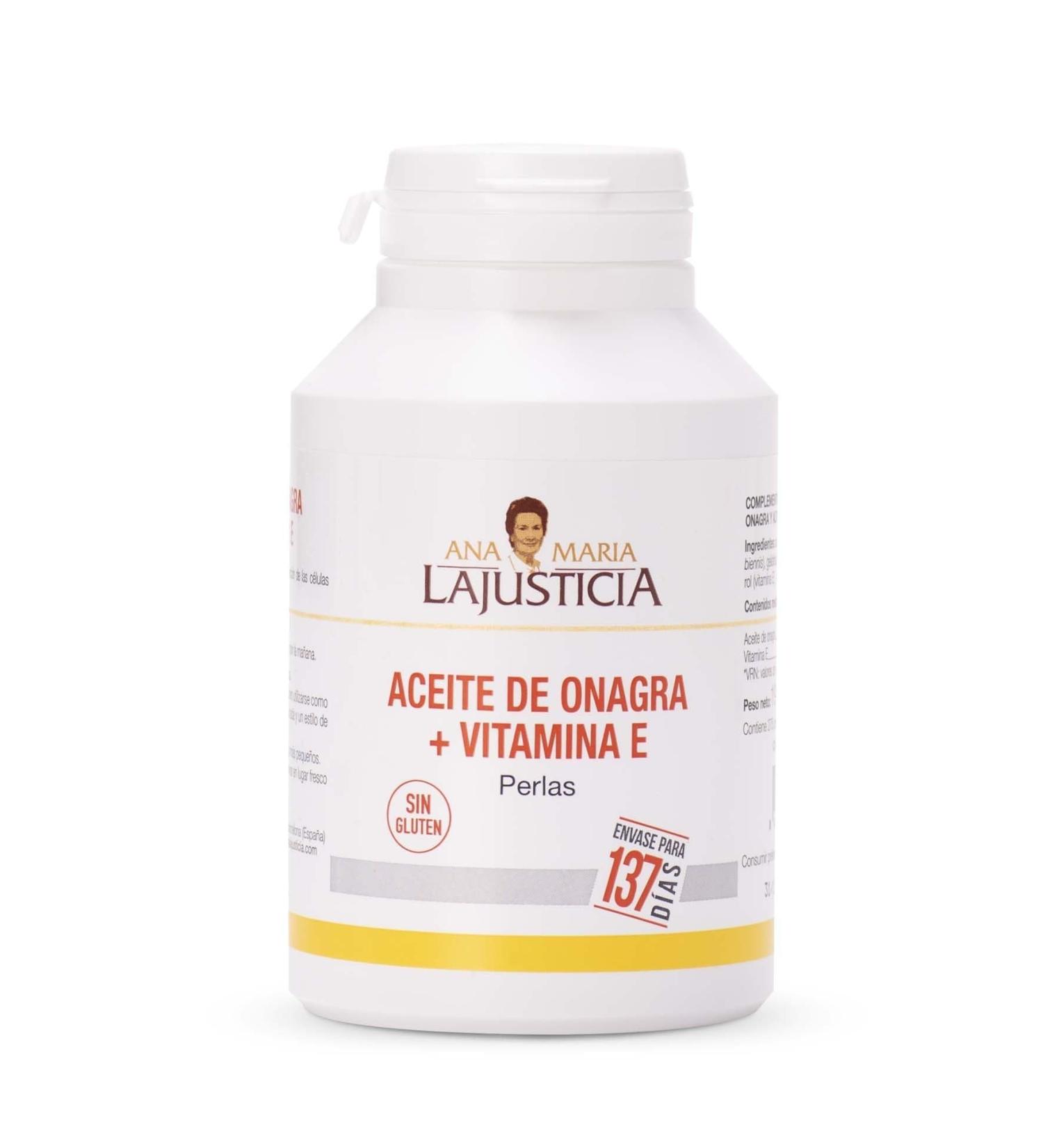 Distribuciones Feliu ANA MARIA LAJUSTICIA Evening Primrose Oil + Vitamin E 275 pearls relieves premenstrual symptoms protects cells against oxidative damage - Buy Online on GoSupps.com