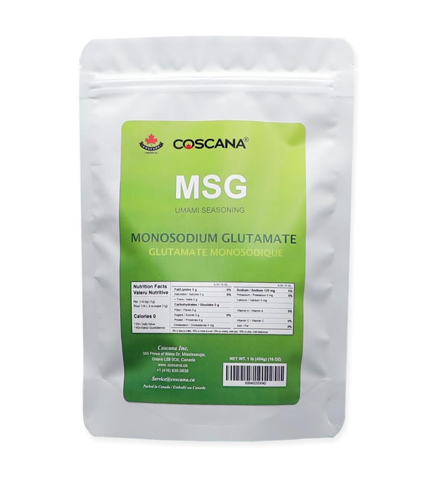 MSG by COSCANA (1 lb 454 g) Monosodium Glutamate Powder Umami Powder Naturally Delicious Umami Seasoning Non-GMO Ideal for Asian Cuisine Made in Japan Packed in Canada 454 g (Pack of 1) - Buy Online on GoSupps.com