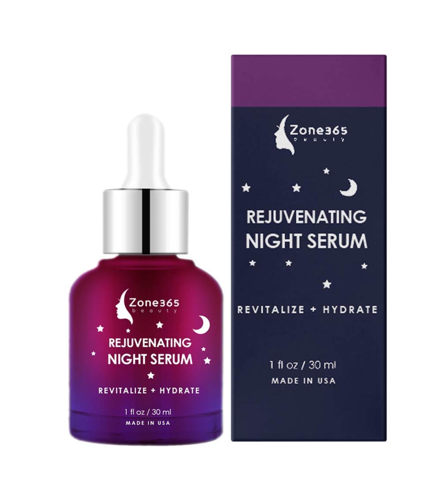 Zone-365 Advanced Night Facial Serum with Hyaluronic Acid, Vitamin E & Witch Hazel - 1fl oz - Reduce Wrinkles & Imperfections - Buy Online on GoSupps.com