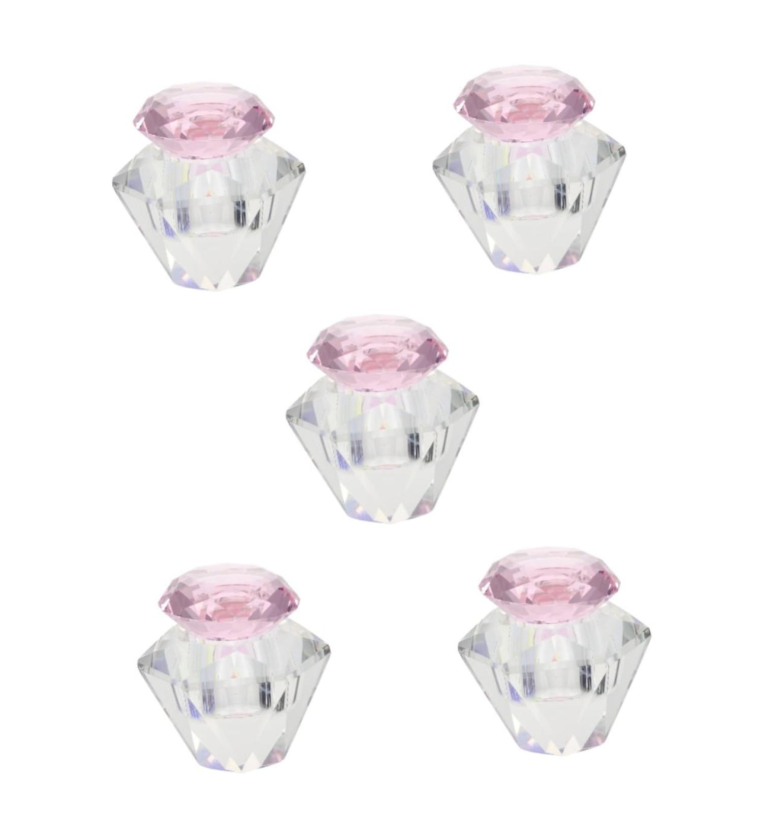 minkissy 5 Pcs Nail Art Crystal Cup Glass Dappen Dish Glass Containers with Lids Crystal Nail Cup Crystal Dappen Dish Dappen Dish for Nails Flower Dappen Dish Bowl White Crystal 5.5x5.5cmx5pcs Pinkx5pcs - Buy Online on GoSupps.com