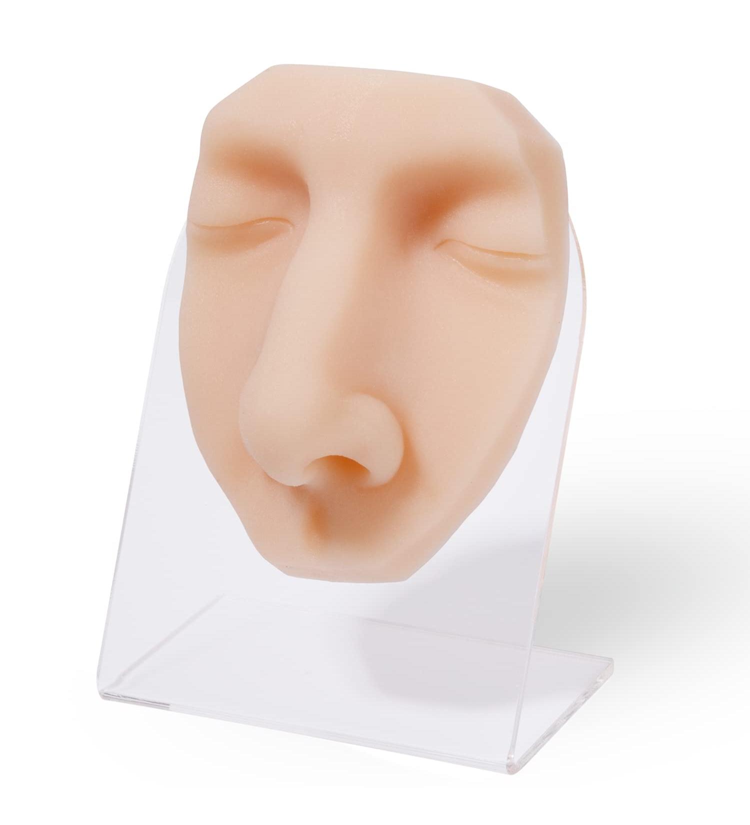Soft Silicone Face Model with Stand for Professional Suture, Piercing, and Acupuncture Practice - Buy Online on GoSupps.com