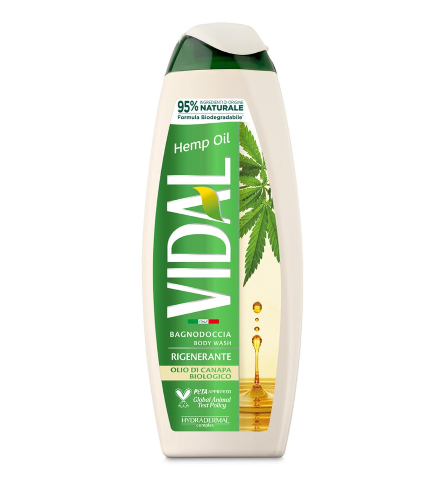 Vidal Body Wash Hemp Oil Regenerating 500 ml (16.9 Fl Oz) 1 unit - Made in Italy italian import