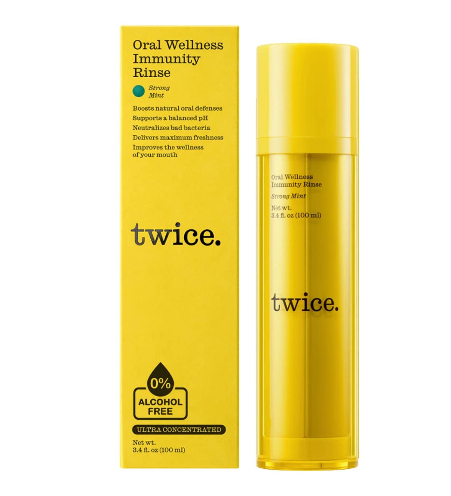 Twice Alcohol-Free Mouthwash - Strong Mint Immunity Rinse - Teeth Whitening & Gum Health - Fresh Breath - 3.4 Fl Oz (Pack of 1) - Buy Online on GoSupps.com