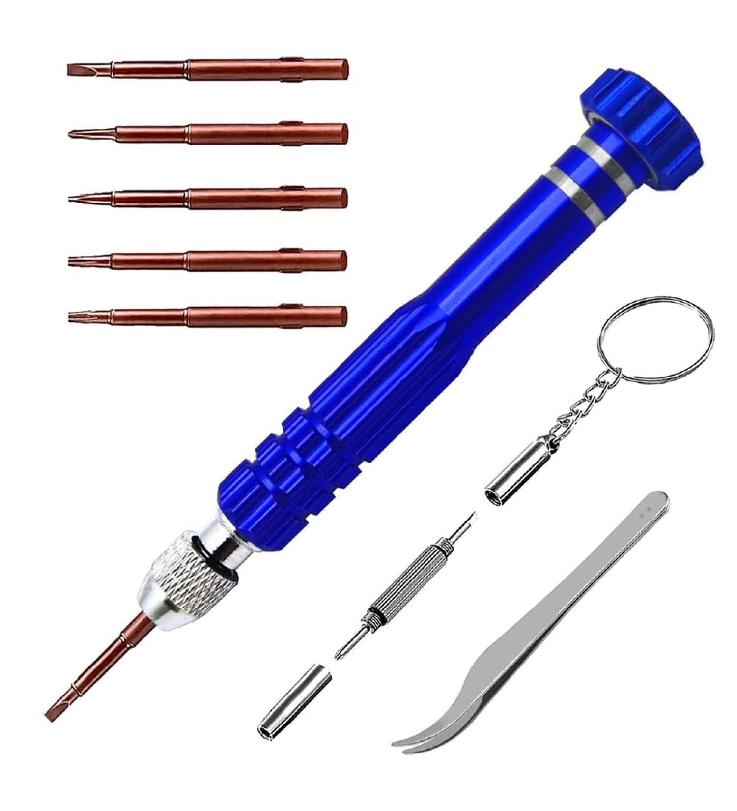 Dewedrt 5 in 1 Mini Screwdriver Glasses Screwdriver Magnetic Screwdriver Set for Watches Blue - Buy Online on GoSupps.com
