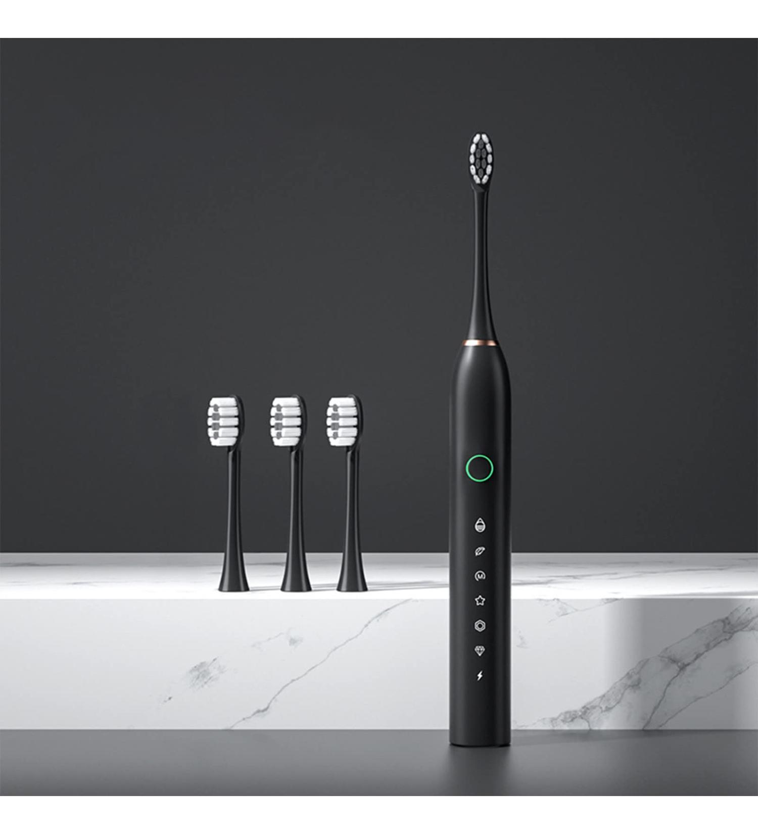 VALSEEL Sonic Electric Toothbrush for Adults - 6 Modes, Smart Timer, Waterproof - Black (4 Heads) - Buy Online on GoSupps.com