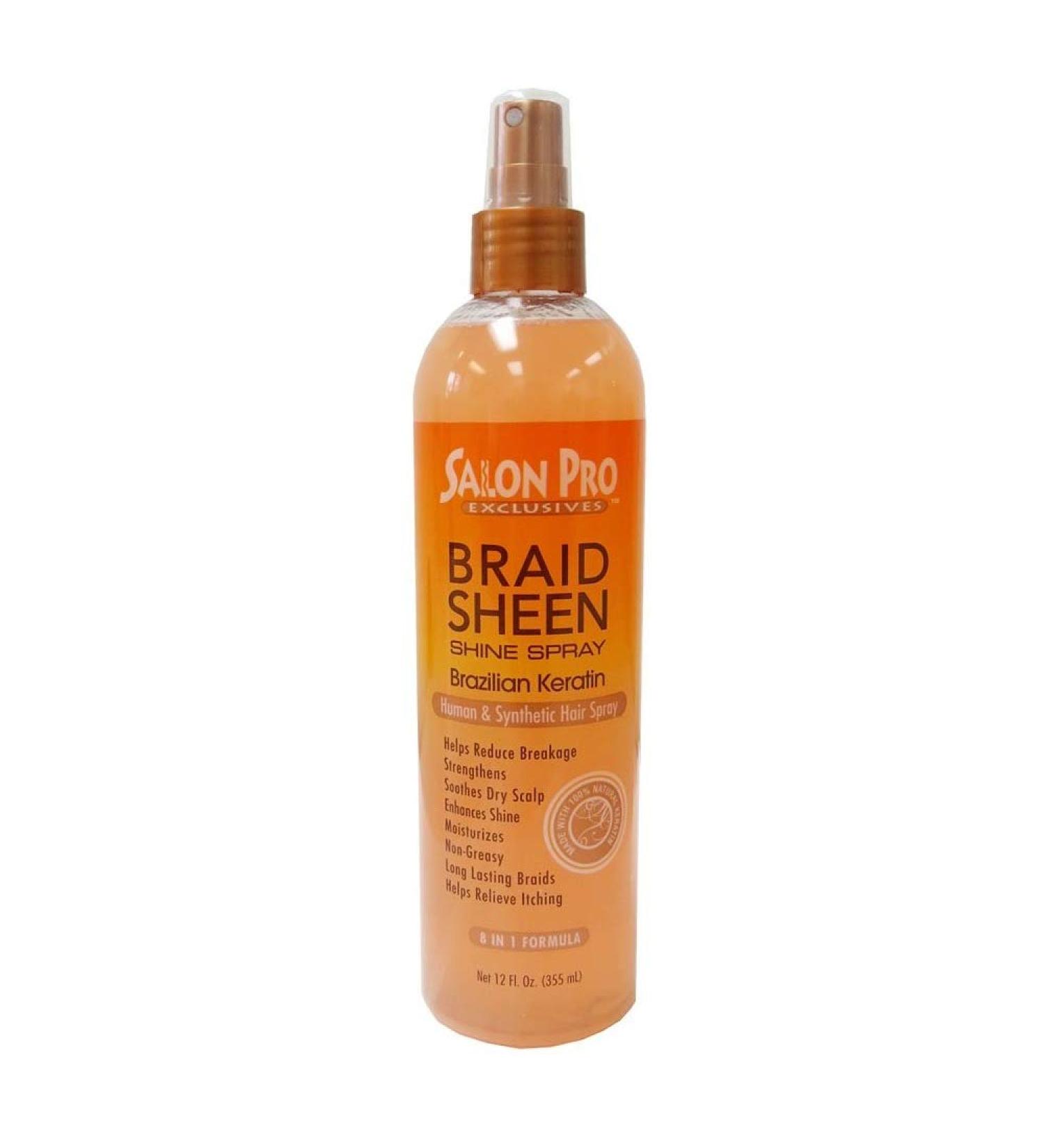 Salon Pro Braid Sheen Shine Spray Brazilian Keratin 12 Oz Pack of 2