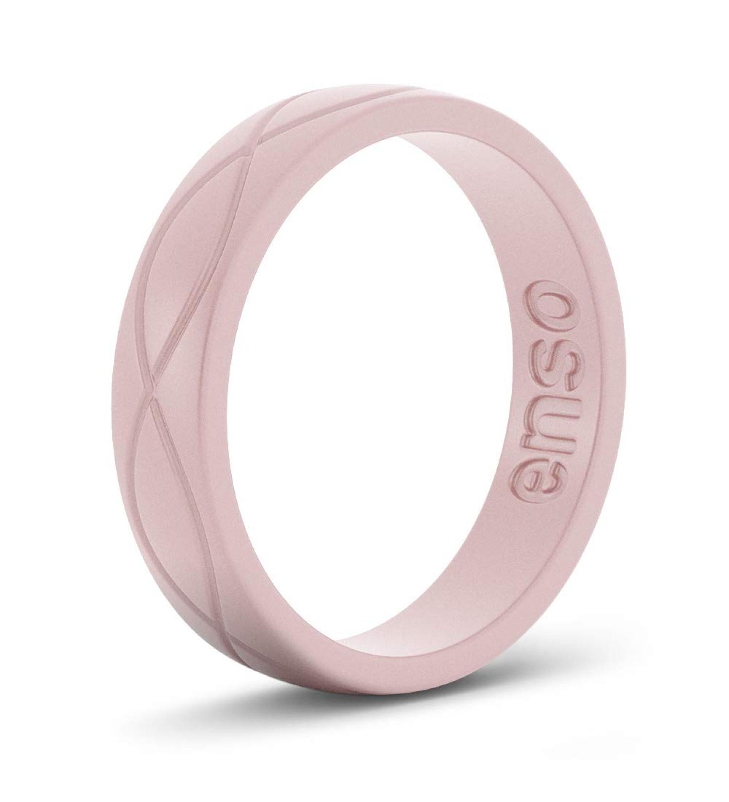 Enso Rings Women's Infinity Silicone Wedding Ring - Hypoallergenic & Comfortable Band for Active Lifestyle - 4.5mm Wide, 1.5mm Thick - Pink Sand, Size 7 - Buy Online on GoSupps.com