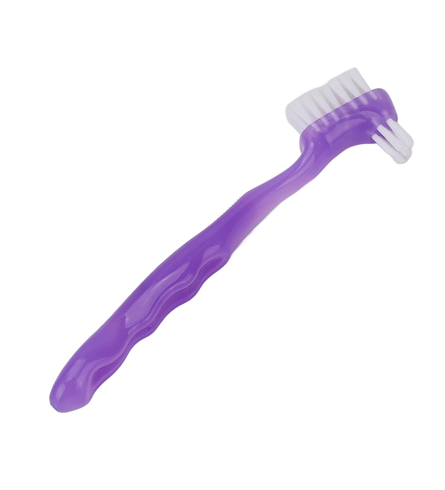 Denture Brush Dual Head Toothbrush - Effective Hard Brush for False Teeth & Denture Care | International Shipping Available - Buy Online on GoSupps.com