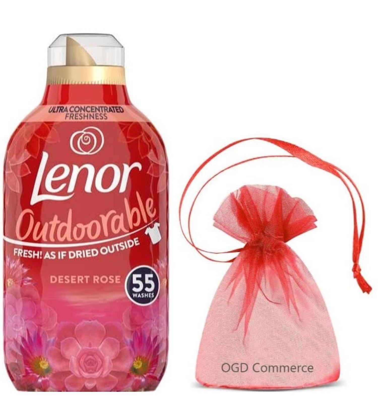 Lenor Outdoorable Fabric Conditioner Ultra Concentrated Freshness Desert Rose 55w 770ml + Our Gift for You: Organza Small Bag: 9x7x0.1cm - Buy Online on GoSupps.com