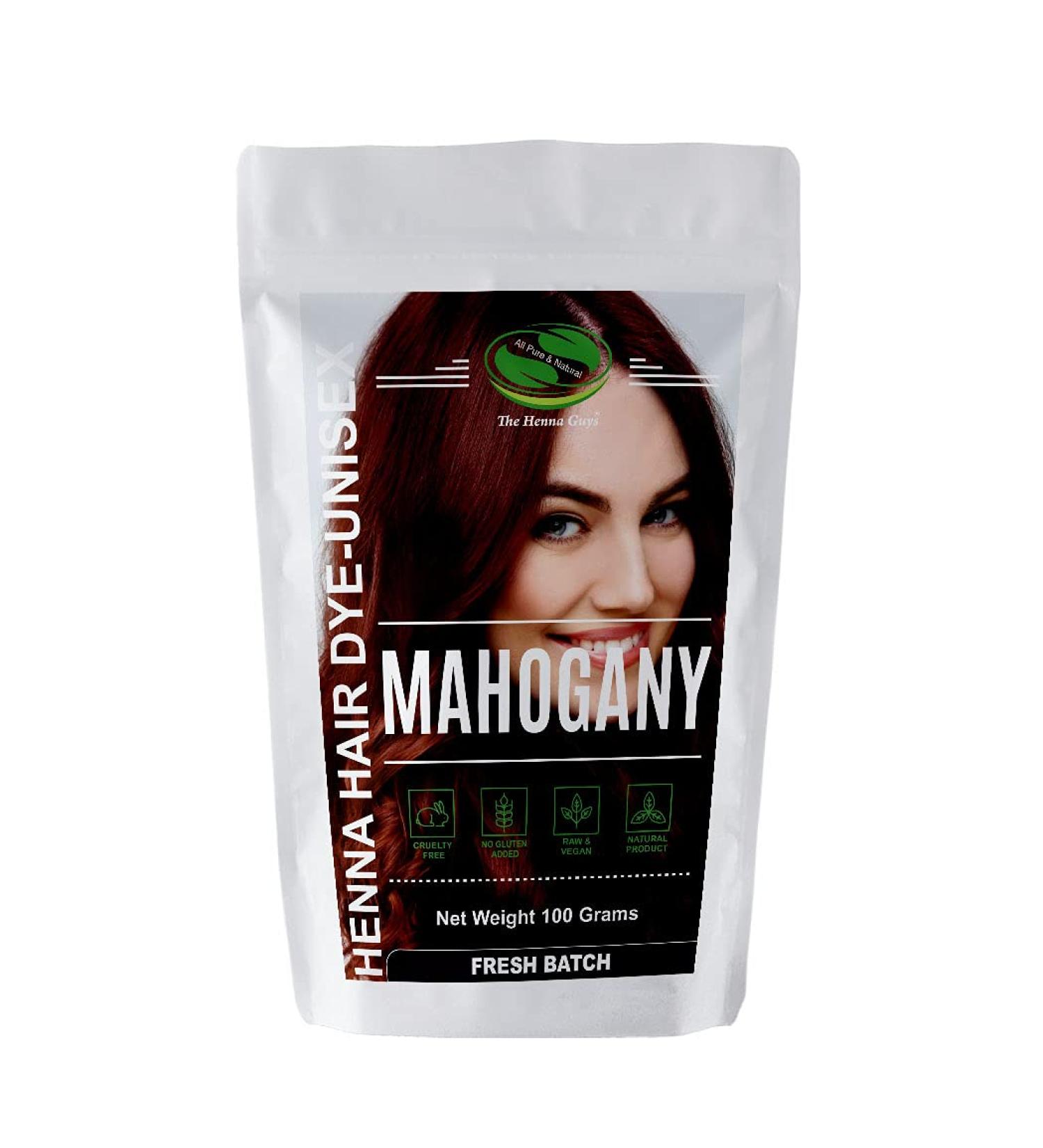 MAHOGANY Henna Hair & Beard Dye/Color - 1 Pack - The Henna Guys  3.52 Ounce (Pack of 1) Mahogany