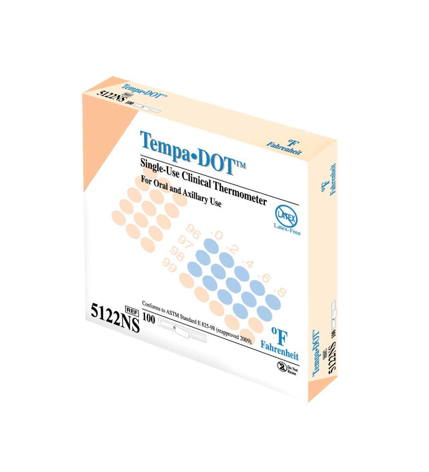TempaDOT 100 Pack - Single-Use Clinical Thermometers | Highest Accuracy & Prevents Cross-Contamination for Oral/Axillary Use - International Shipping Available - Buy Online on GoSupps.com