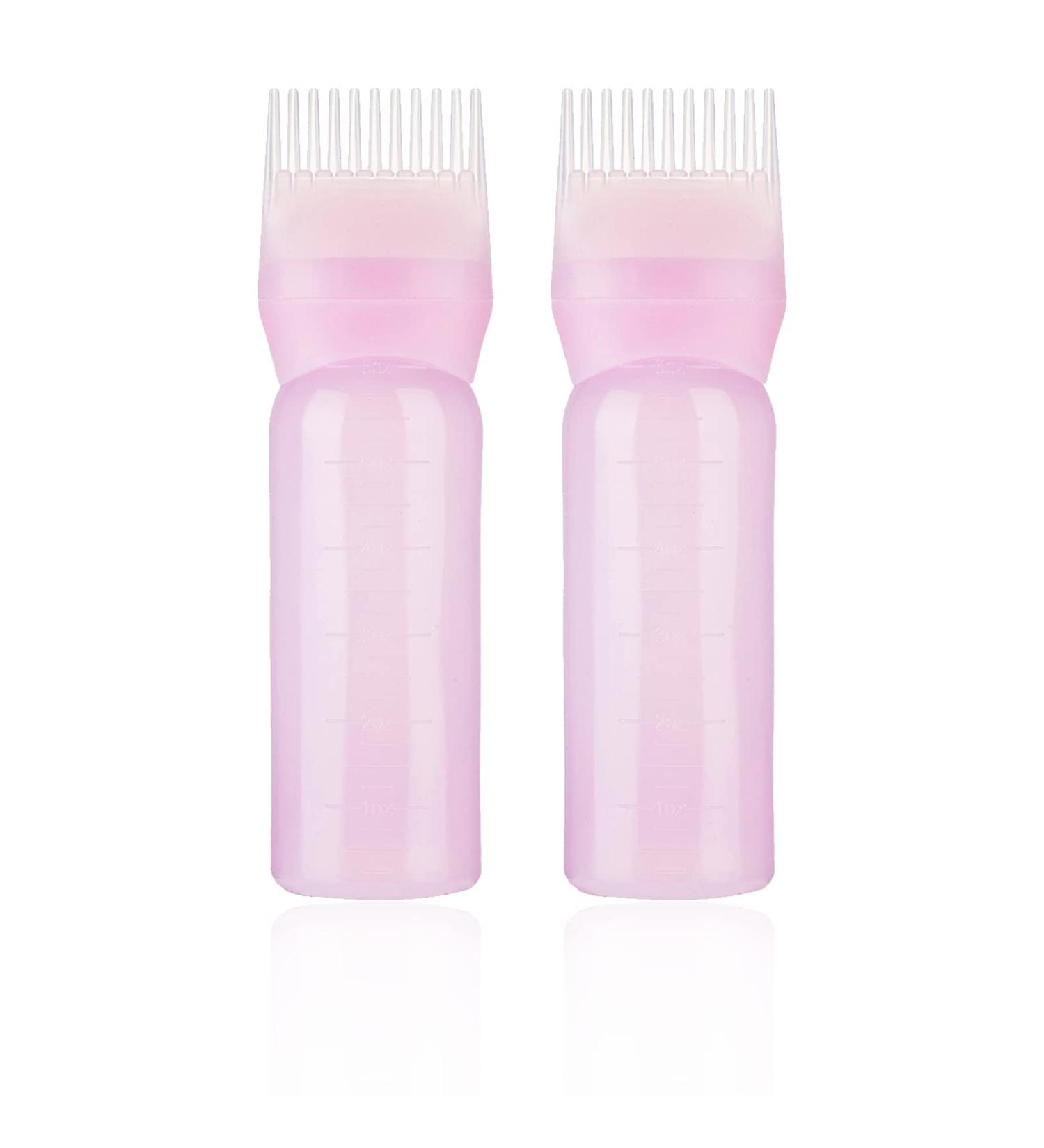 Hair Dye Applicator Bottle Set - 120ML (Pink) | Root Comb, Oiling Brush, Squeeze Bottle for Hair Color with Graduated Brush - 2PCS - Buy Online on GoSupps.com