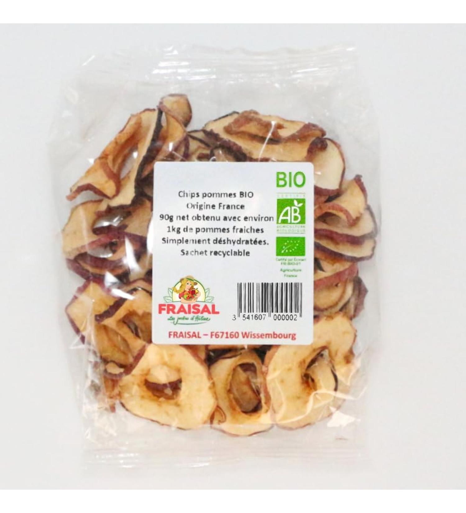 FRAISAL BIO Dehydrated apple chips | 100% organic dried fruit without added sugar | dried apple slices | 90g/bag - Buy Online on GoSupps.com