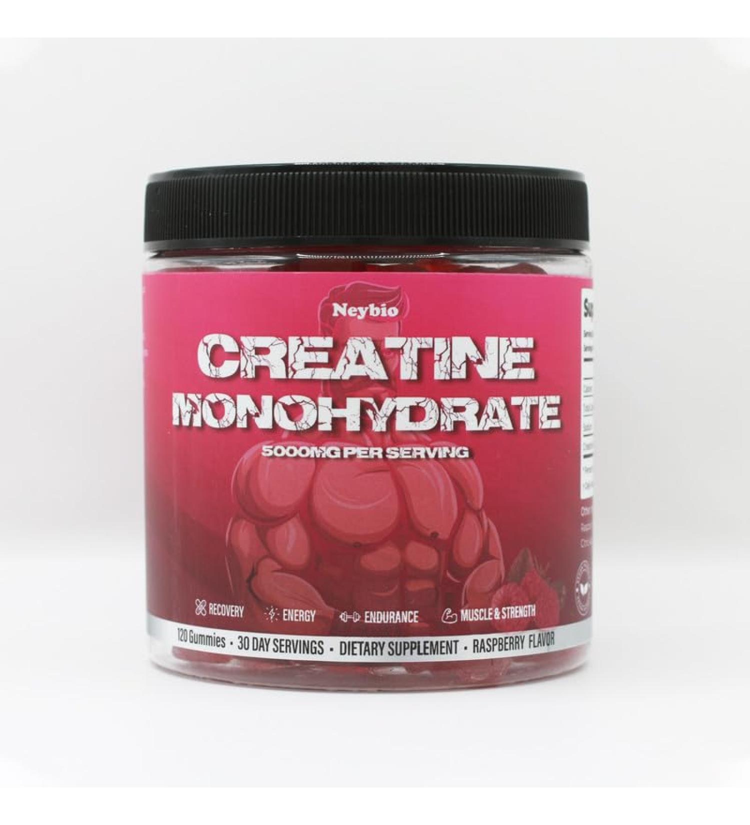 ArtsBear Neybio Creatine Monohydrate Gummies - 5000mg Creatine Raspberry Flavor 120 Count - Vegan Sugar-Free Boosts Performance & Recovery - Buy Online on GoSupps.com