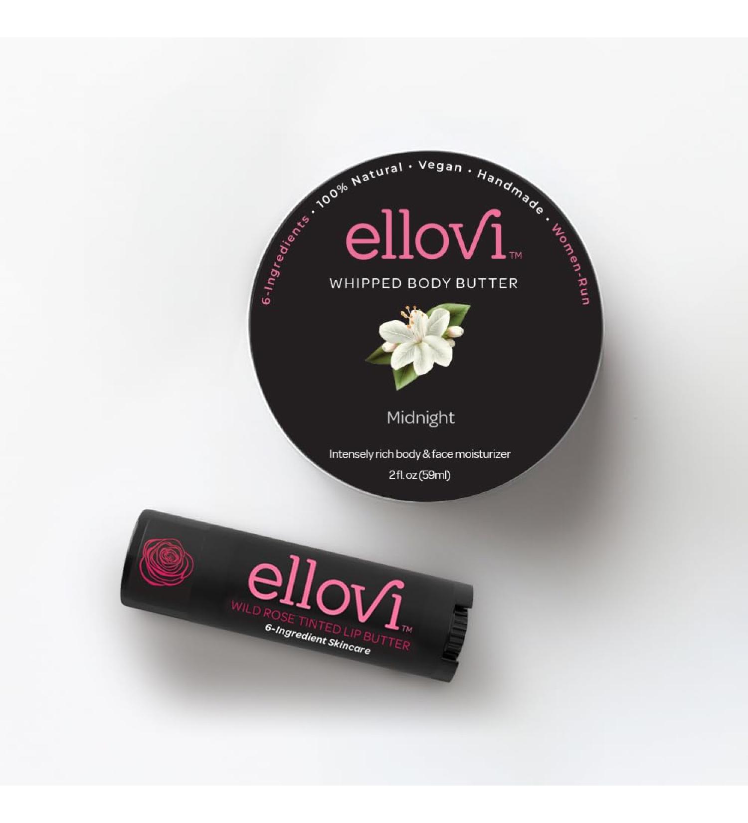 Ellovi Wild Romance Bundle | Wild Rose Tinted Lip Butter & Midnight Whipped Body Butter | All-Natural, Vegan Skincare for Kissable Lips & Velvety Skin | 6 Pure Ingredients - Buy Online on GoSupps.com