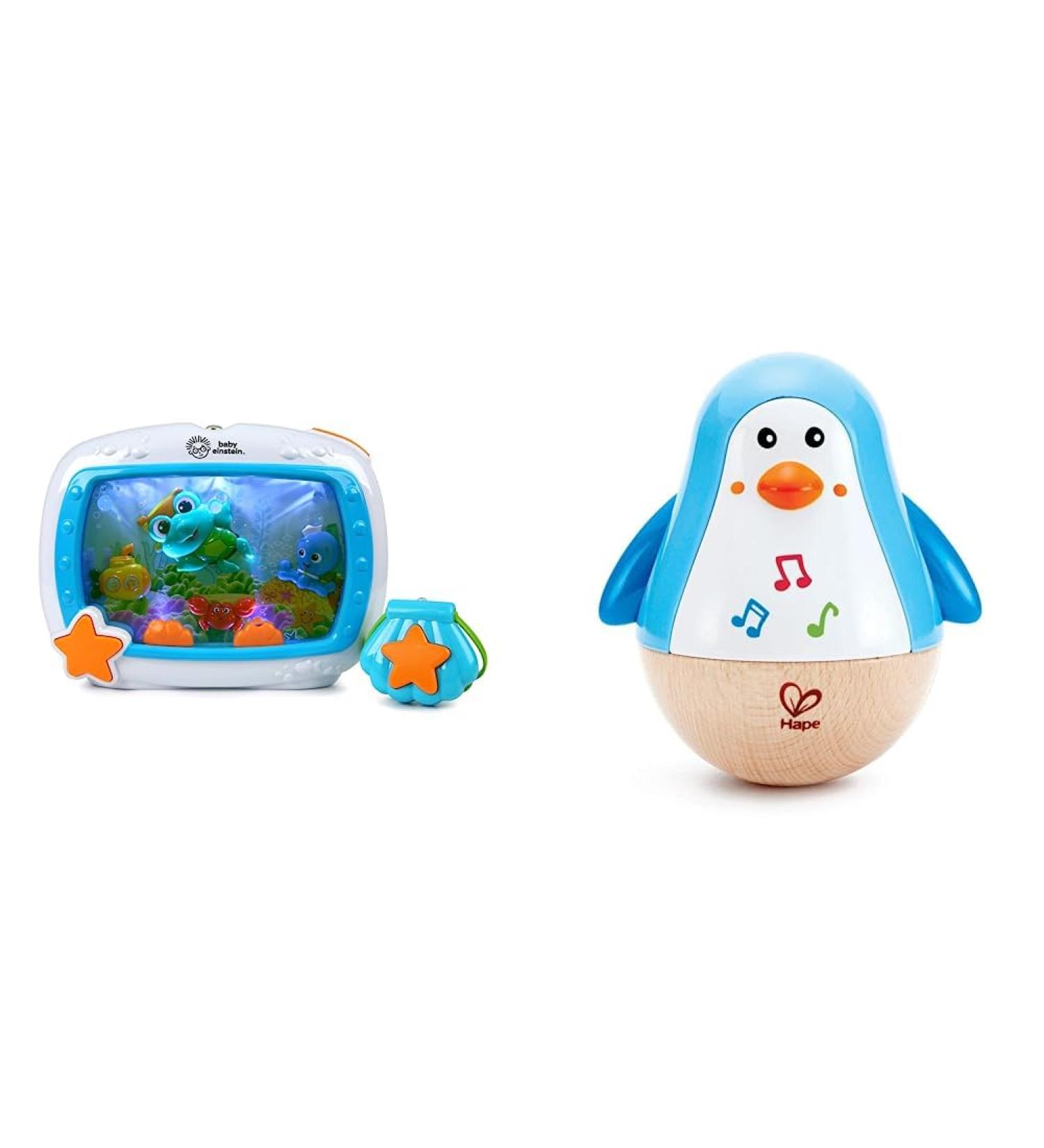 Shop Baby Einstein Sea Dreams Soother & HAPE Standing Penguin Bundle - Remote Lights Melodies & Rain Maker | International Shipping Available - Buy Online on GoSupps.com