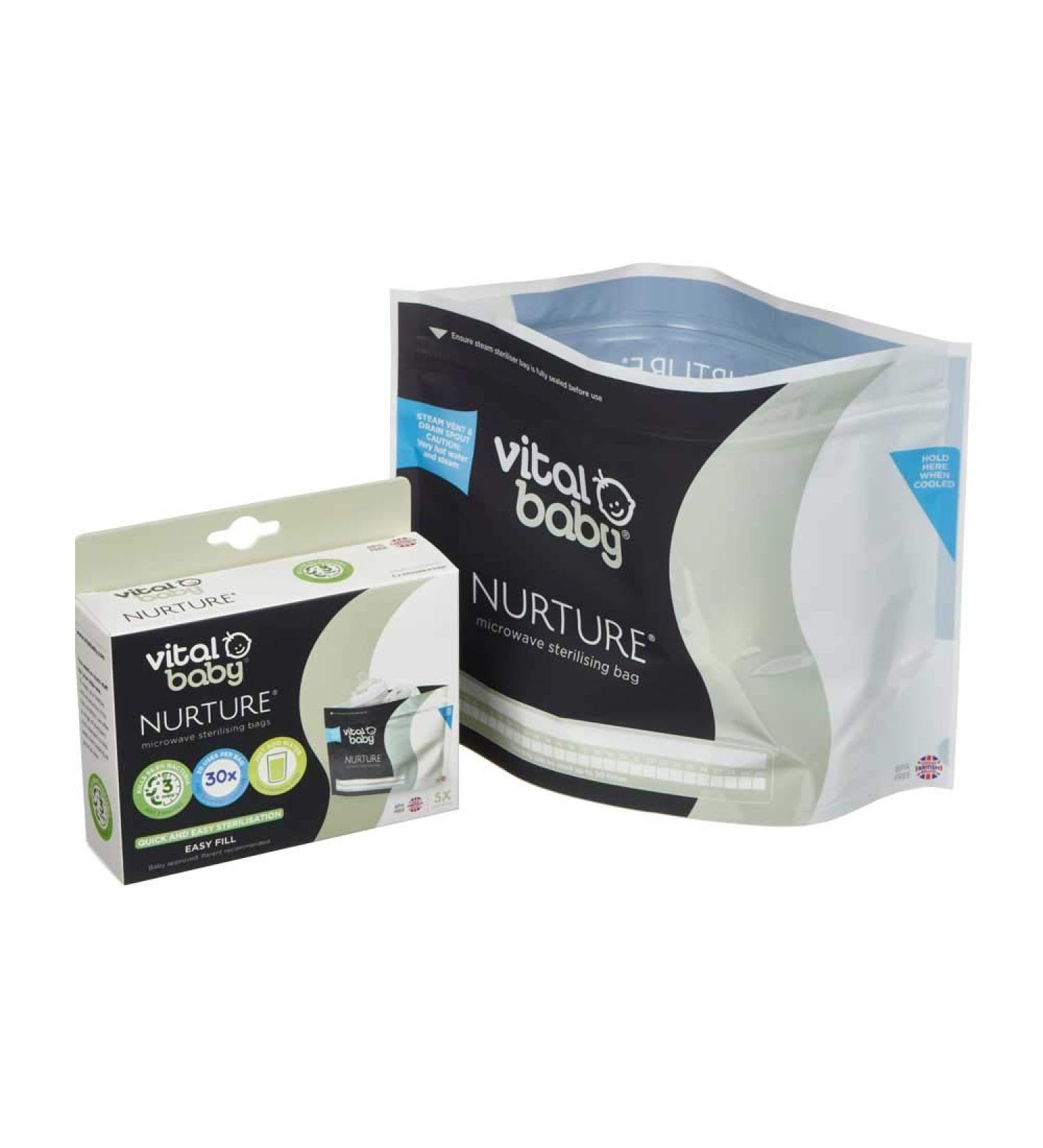 Vital Baby NURTURE Microwave Sterilising Bags - Reusable, Lightweight & Compact - Chemical-Free Sterilisation - 150 Uses - 5 Pack - Buy Online on GoSupps.com