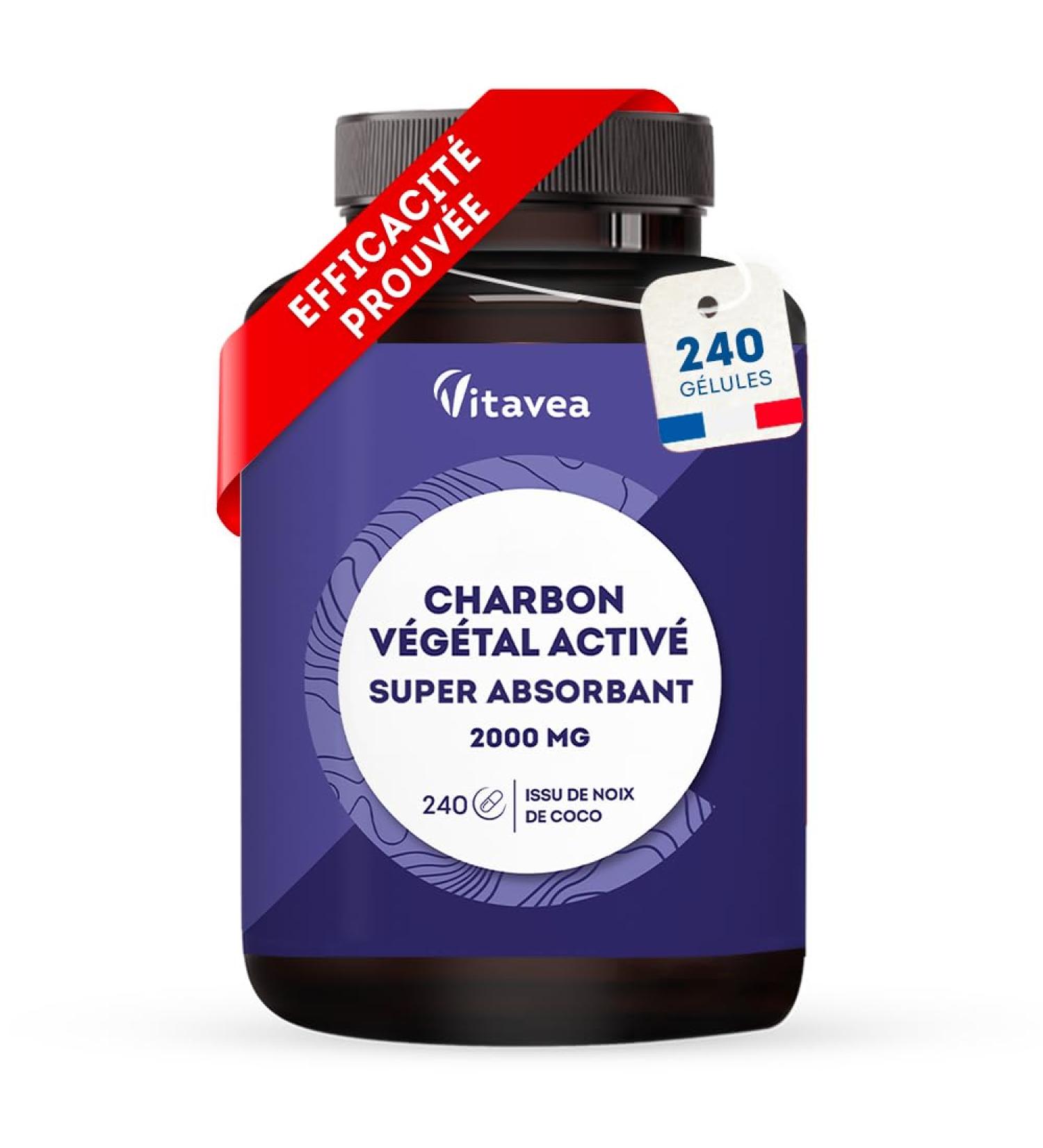 Charbon Actif V g tal Super Absorbant 2000 mg - 240 g lules - Charbon V g tal Naturel Issu de Noix de Coco - 1 mois - Fabriqu en France - Vitavea - Buy Online on GoSupps.com