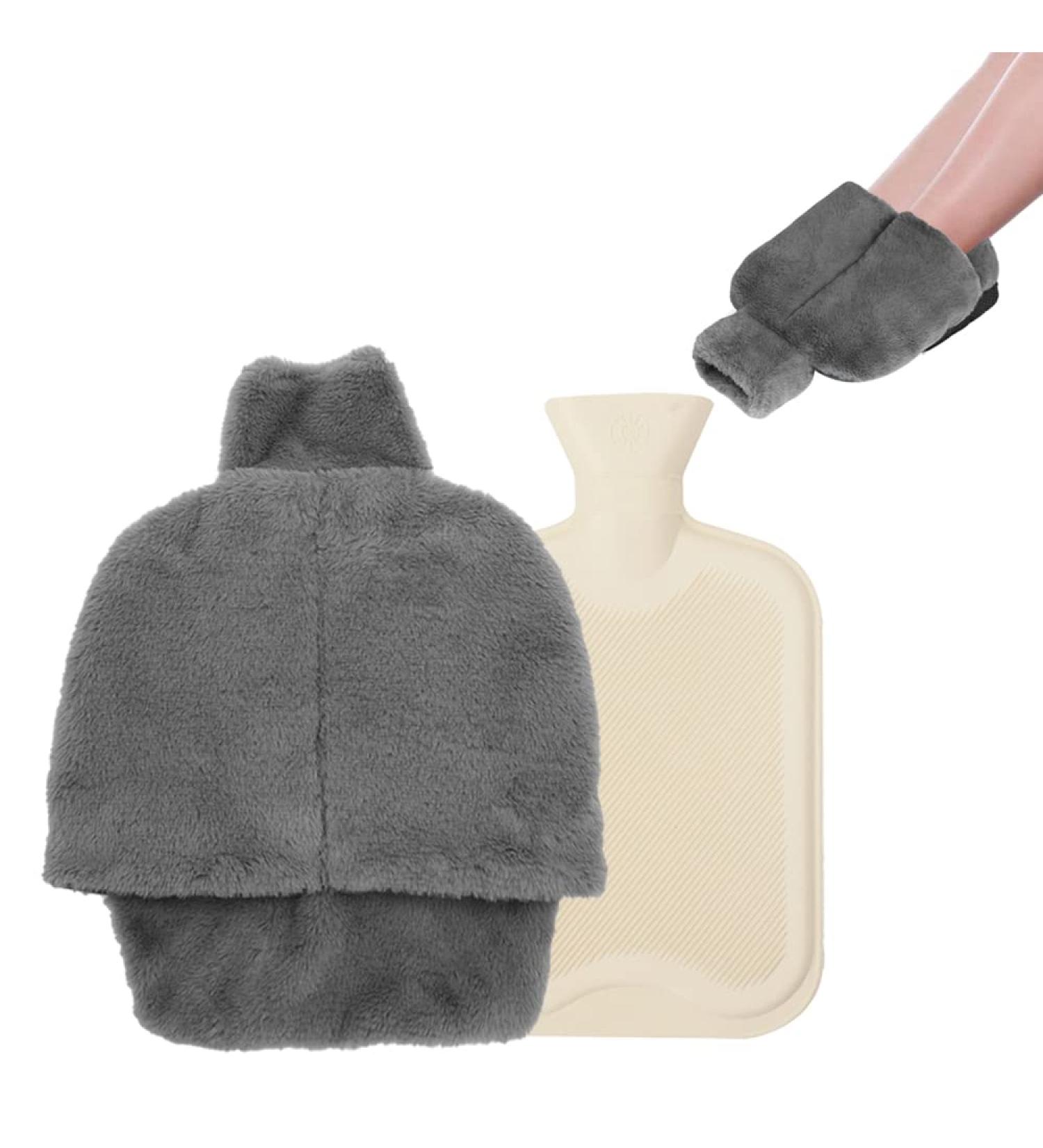Buy EBKCQ Electric-Free Foot Warmer | 2-in-1 Plush Hot Water Bottle | Large 2L Heat Bottle for Cold Feet | Ideal for Men & Women | Gray - Buy Online on GoSupps.com