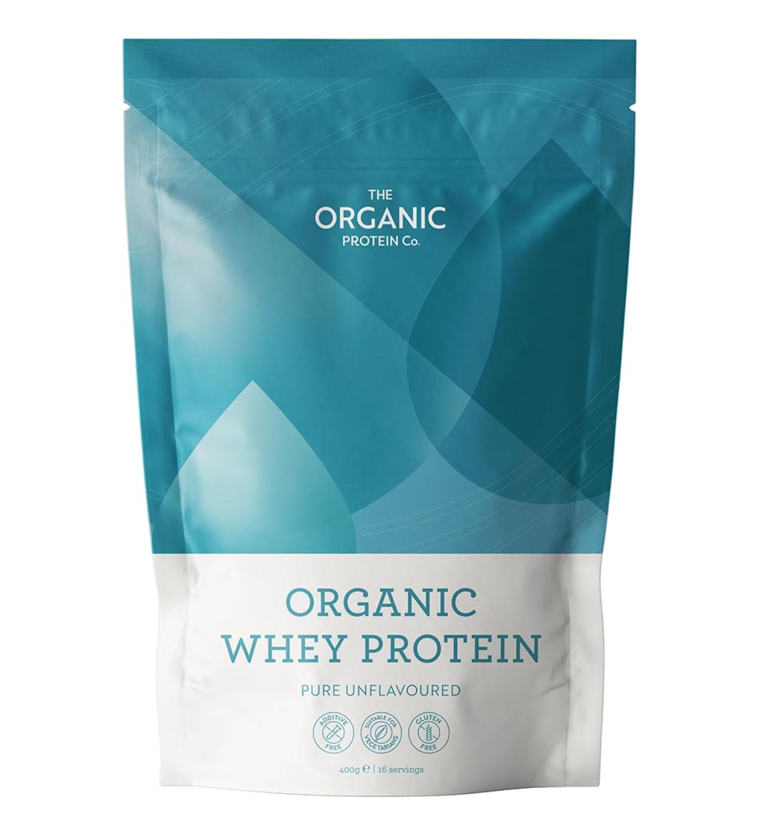 Organic Whey Protein Powder - 400g Pure Unflavoured | Gluten & Soya Free with BCAA | Ideal for Shakes & Snacks - Buy Online on GoSupps.com