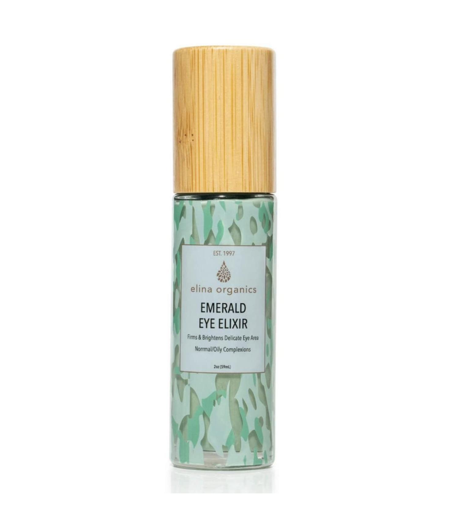 Elina Organics Emerald Eye Elixir 2oz: Organic Anti-Aging Eye Cream for Dark Circles & Wrinkles - Collagen Boosting Moisturizer with Gemstone Infusion - Buy Online on GoSupps.com
