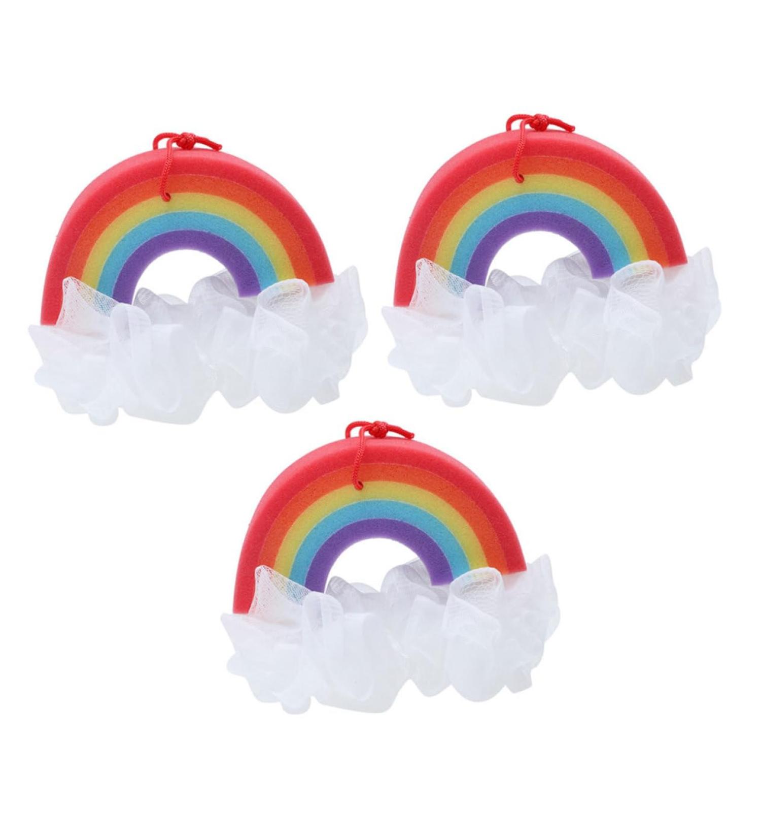 3pcs Rainbow Bathing Balls | Colorful Body Scrubber Sponges for a Luxurious Bath Experience | Bubble Forming Bath Wipe & Skin Care - Buy Online on GoSupps.com