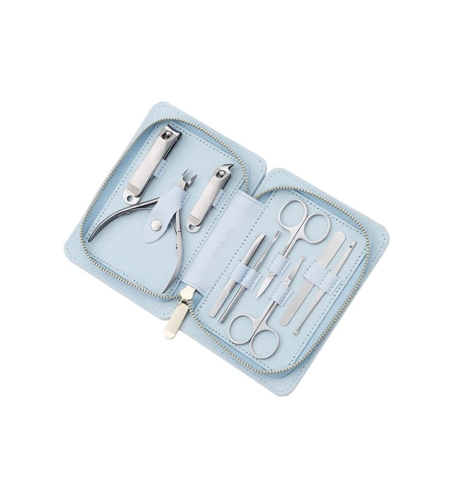 Nail Clipper Set 9-Piece Stainless Steel Nail Set Home Professional Pedicure Nail Set Portable Travel Beauty Set with Portable Fashion Bag Nail Clipper Kit (Color : Blu) - Buy Online on GoSupps.com