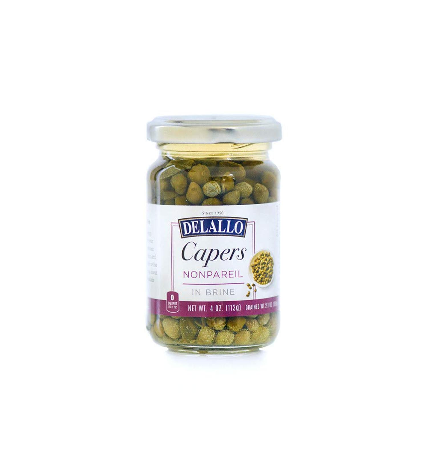 DeLallo Capers Nonpareil in Brine 4 oz. (Pack of 2)
