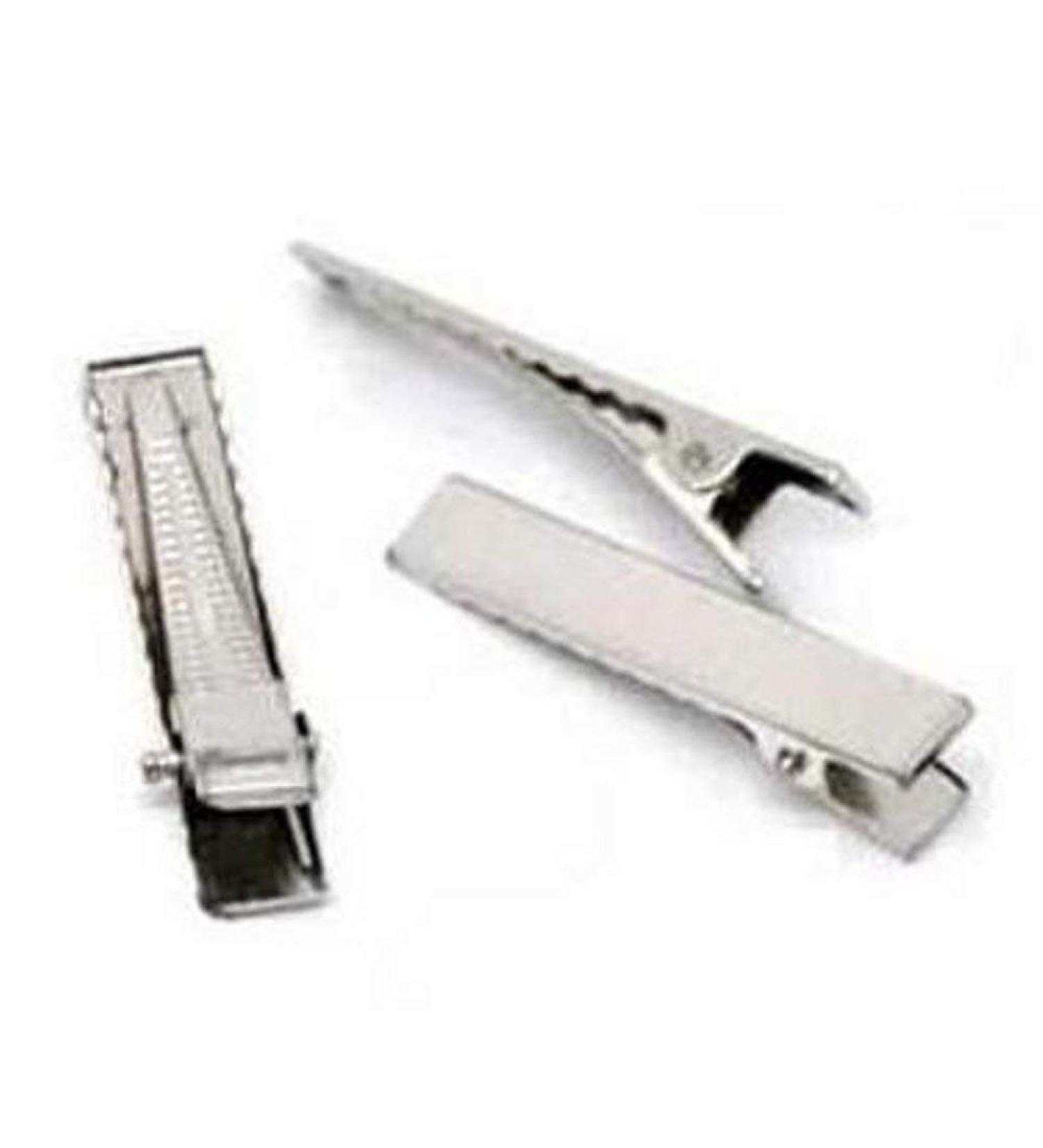 50 X Silver Crocodile Alligator Brooch Clips Blank Hair Slides 4cm 40mm Hair Ornaments Stylish and Popular Professional and Fashion