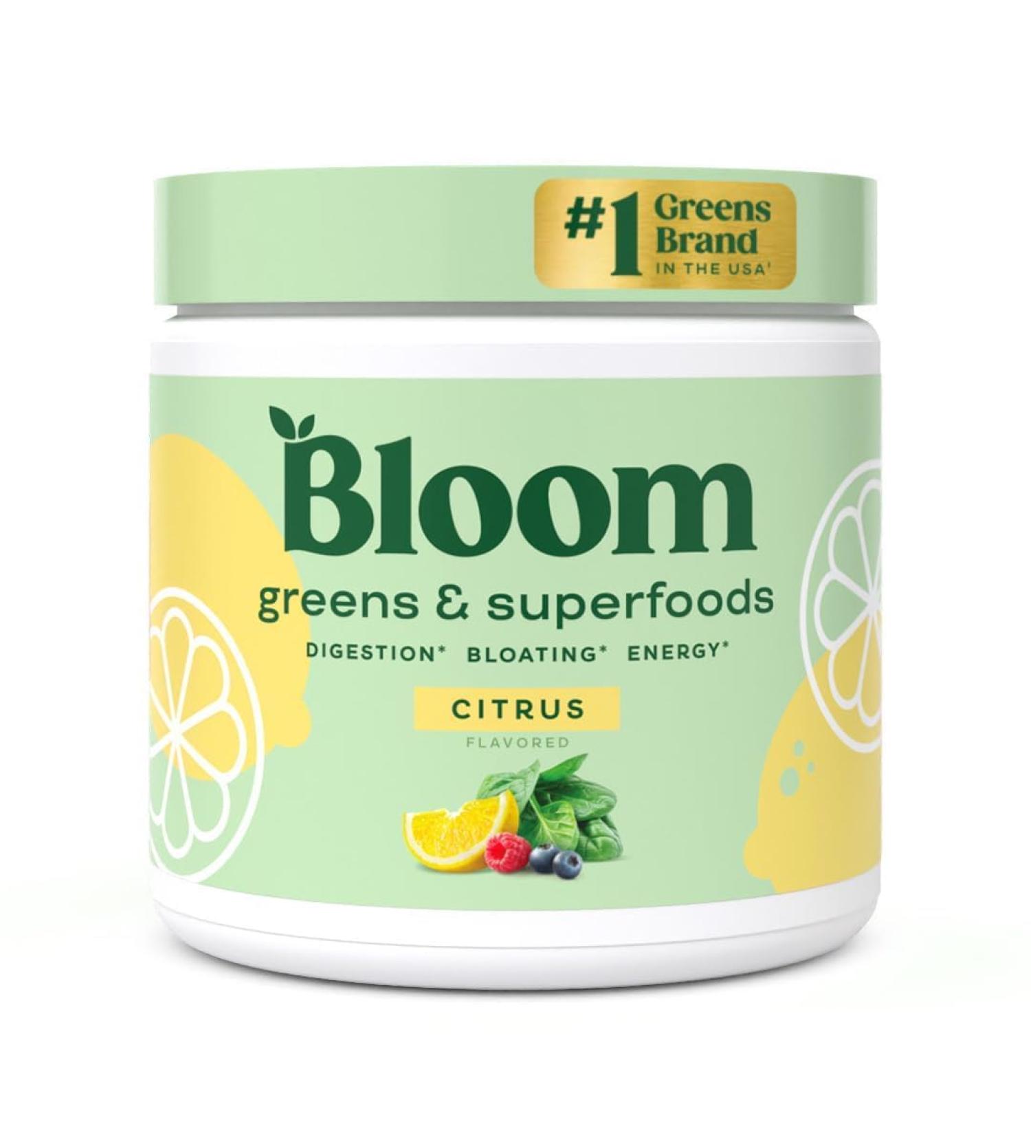 Bloom Nutrition Super Greens Powder Smoothie & Juice Mix - Probiotics for Digestive Health & Bloating Relief for Women Enzymes with Superfoods Spirulina & Chlorella for Gut Health (Citrus) - Buy Online on GoSupps.com