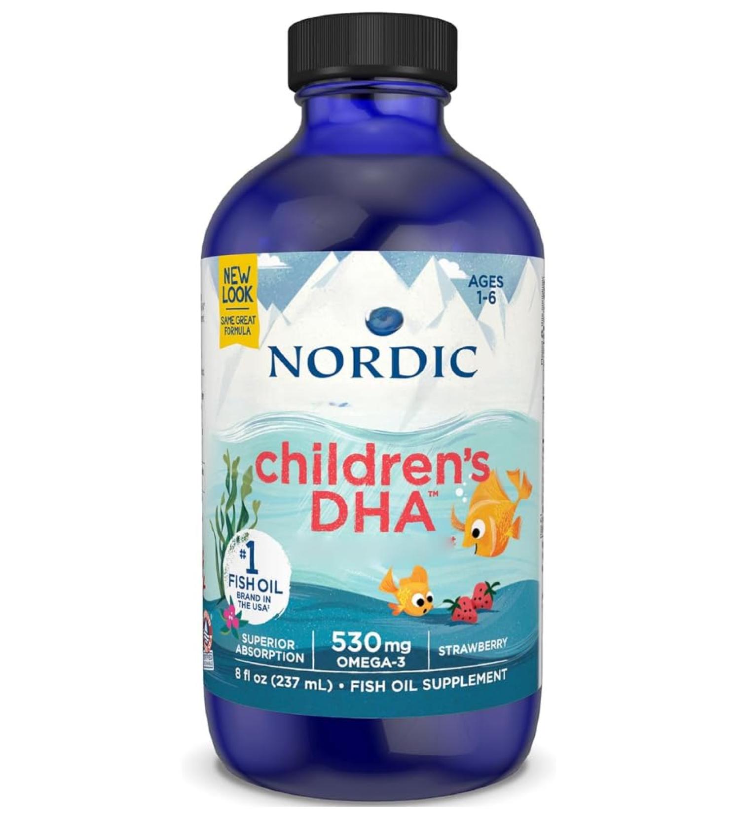 Larksh E NOmegas Childrens DHA Strawberry 530 mg 237 ml - Buy Online on GoSupps.com