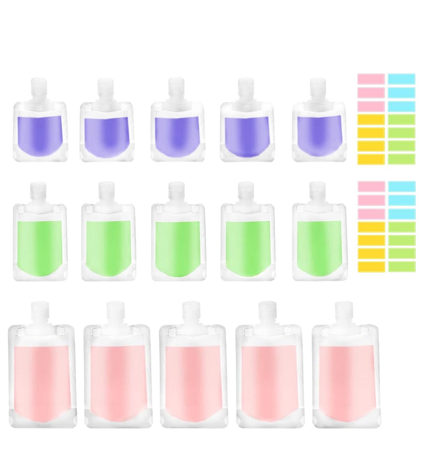 Ruayia Portable Travel Liquid Bags Transparent Set of 15 30ml/50ml/100ml Leakproof Squeeze Bags for Toiletries Lotion Cosmetic Jars - Buy Online on GoSupps.com