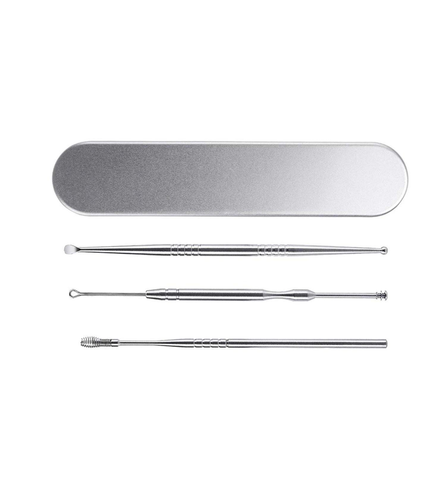 HEALIFTY 3Pcs Stainless Steel Ear Scoop Ear Cleaner Set Curette Earwax Removal Cleaning Tool - Buy Online on GoSupps.com