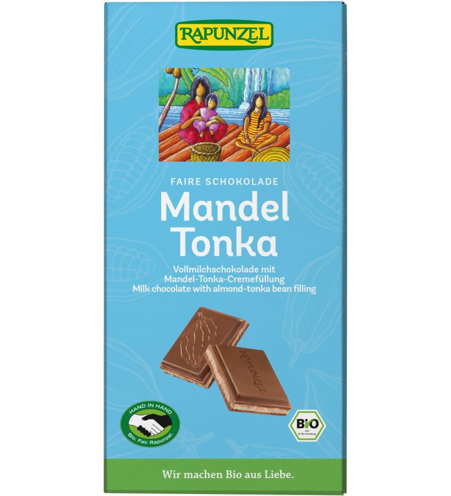 Rapunzel Organic Whole Milk Chocolate Tonka Bean Almond HIH (2 x 100g)