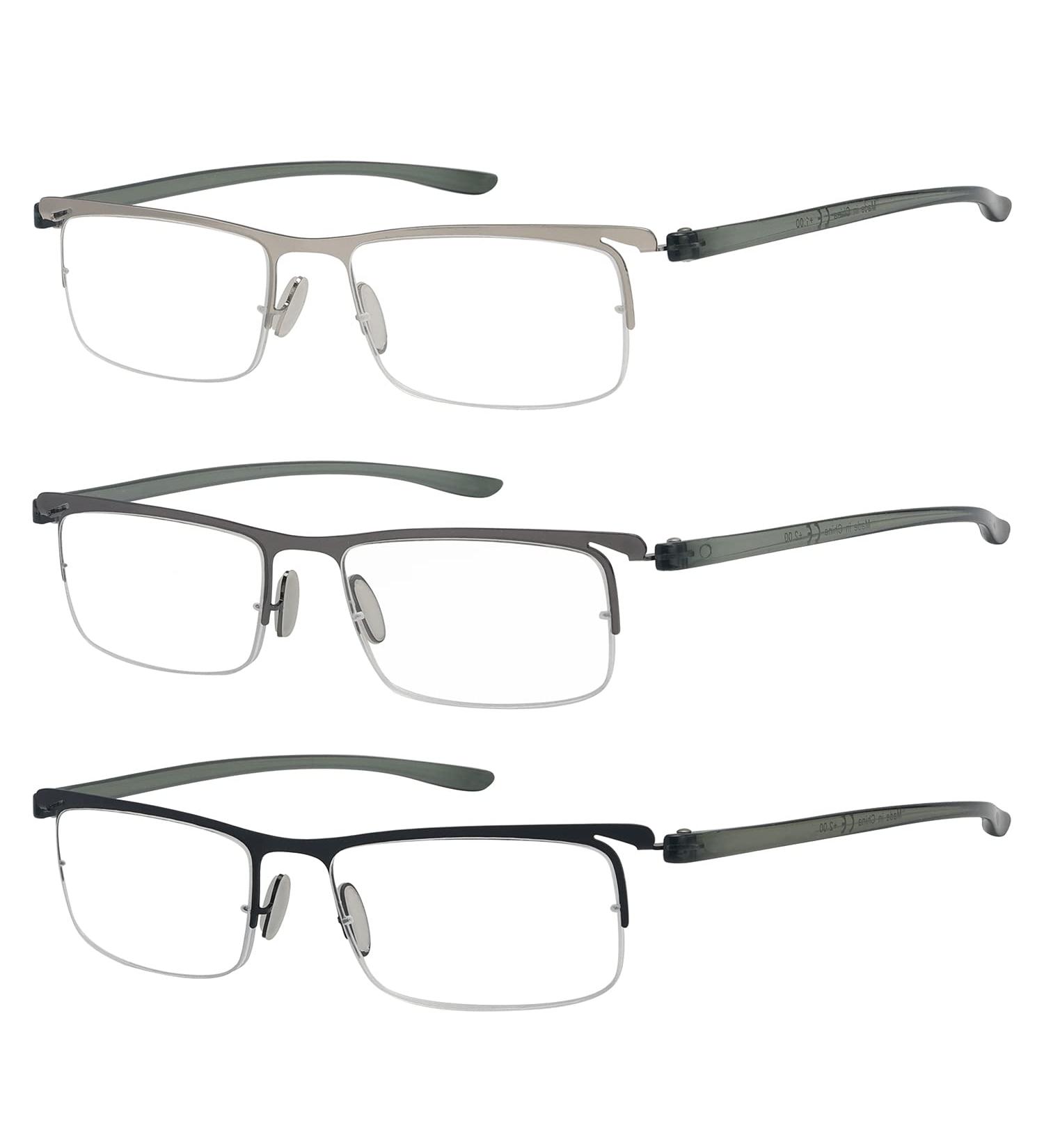 Eyekepper 3-Pack Lightweight Half Rim Reading Glasses for Men & Women +3.50 - Stylish & Comfortable International Shipping - Buy Online on GoSupps.com