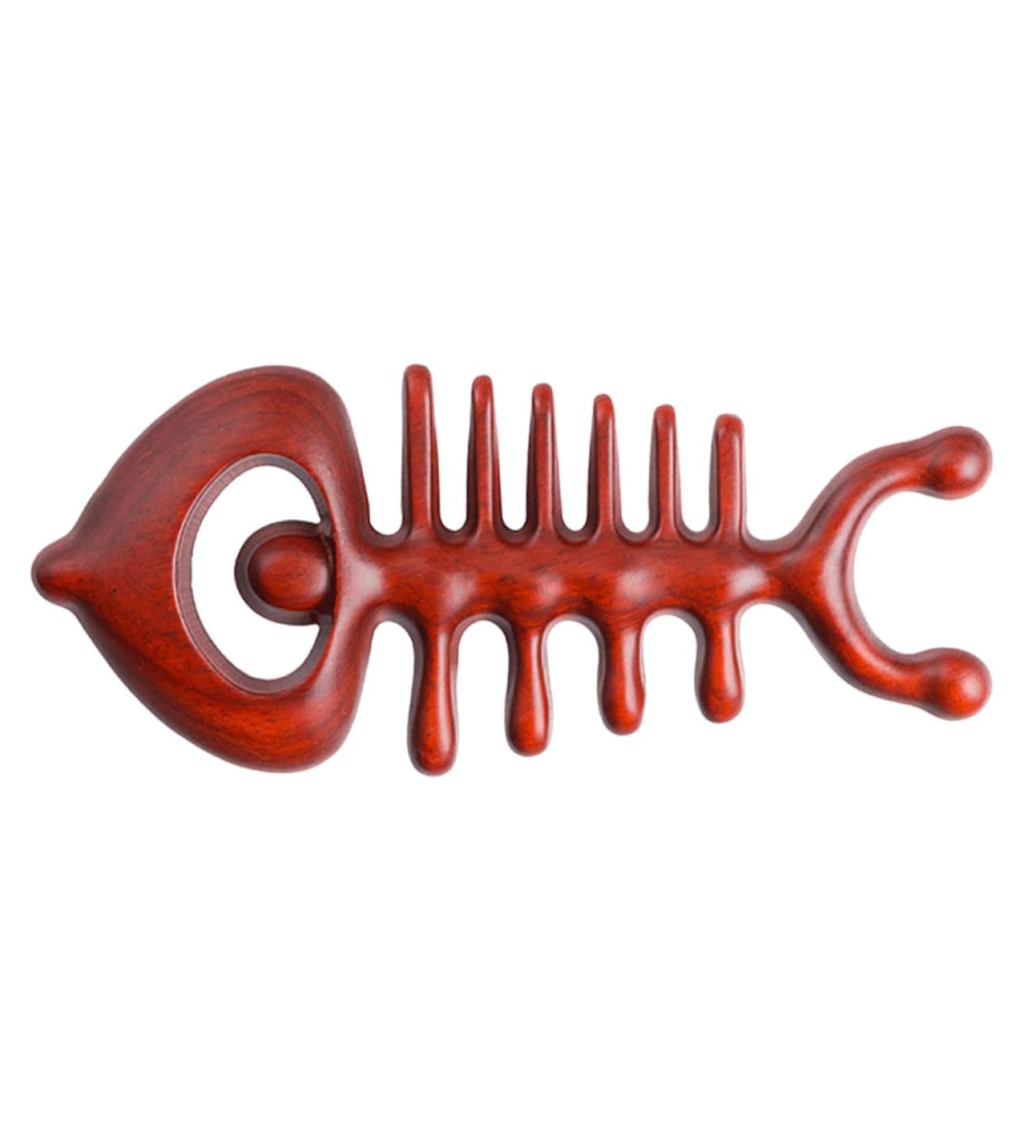 Fomiyes Fishing Bones Shaped Massager - Creative Wooden Gua Sha Ridge Comb for Scalp & Body Massage - Rosewood Meridian Relief - Buy Online on GoSupps.com