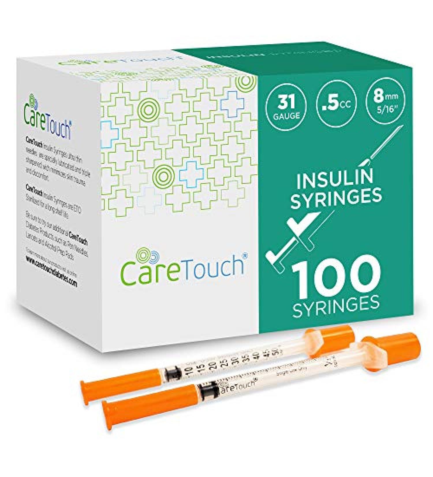 Care Touch Insulin Syringes 31g 5/16 - 8mm 0.5cc (Pack of 100) | CTIS315 - Buy Online on GoSupps.com