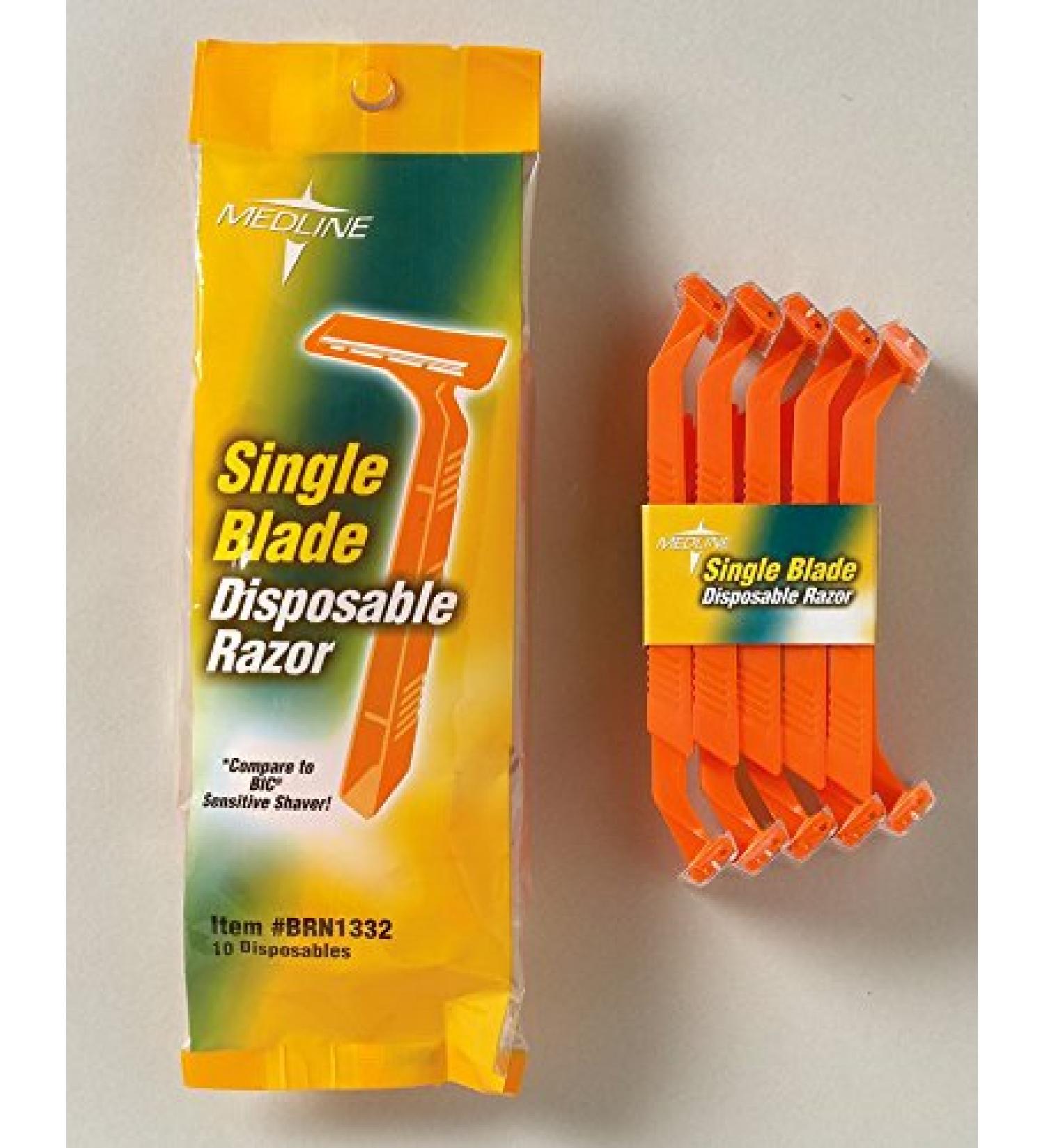 Medline Disposable Facial Razors with Single Blade Blue Pack of 500