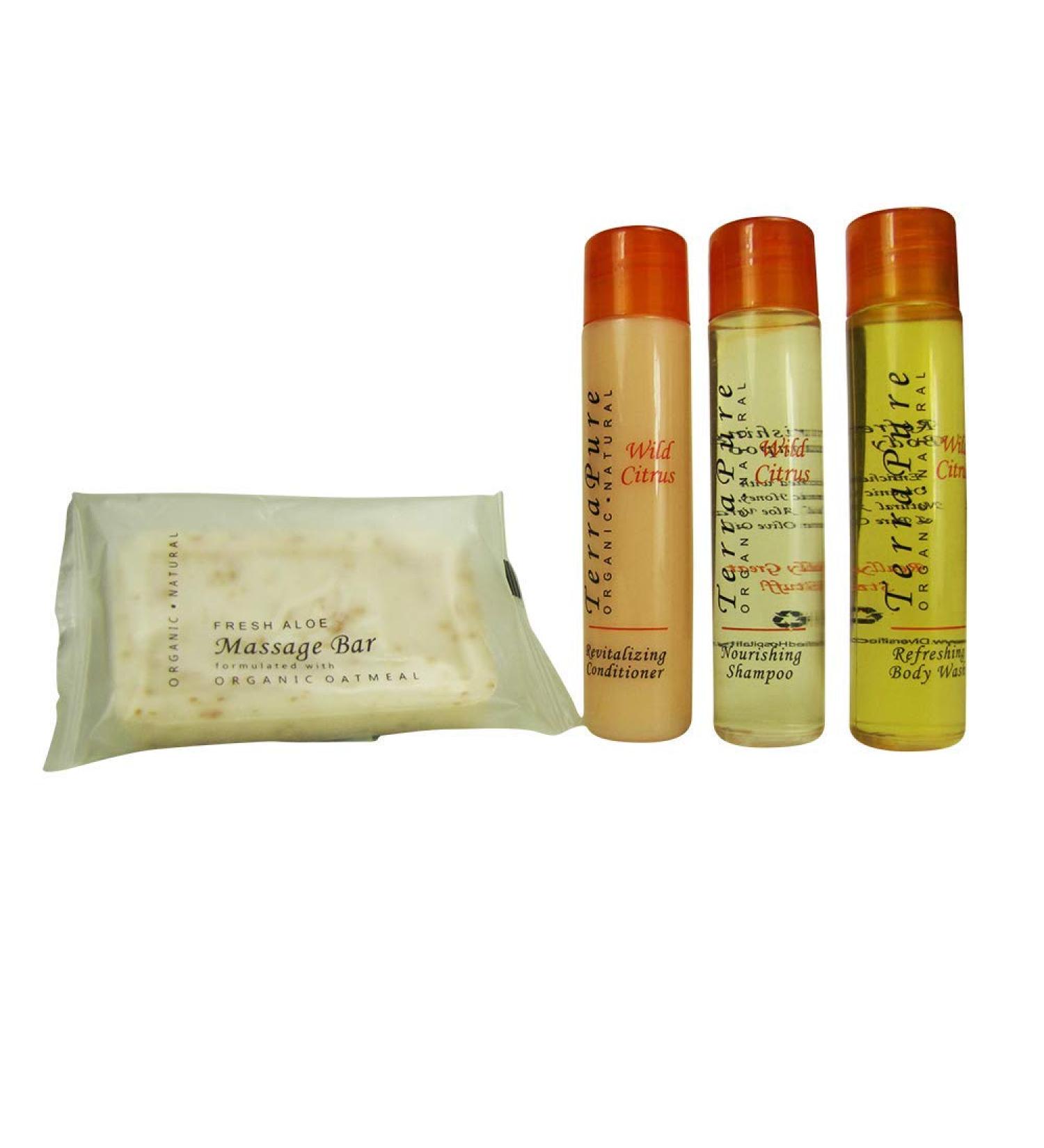 Terra Pure Wild Citrus Organic BNB Amenity Sets - Shampoo, Conditioner & Body Wash (120 Piece) - Buy Online on GoSupps.com